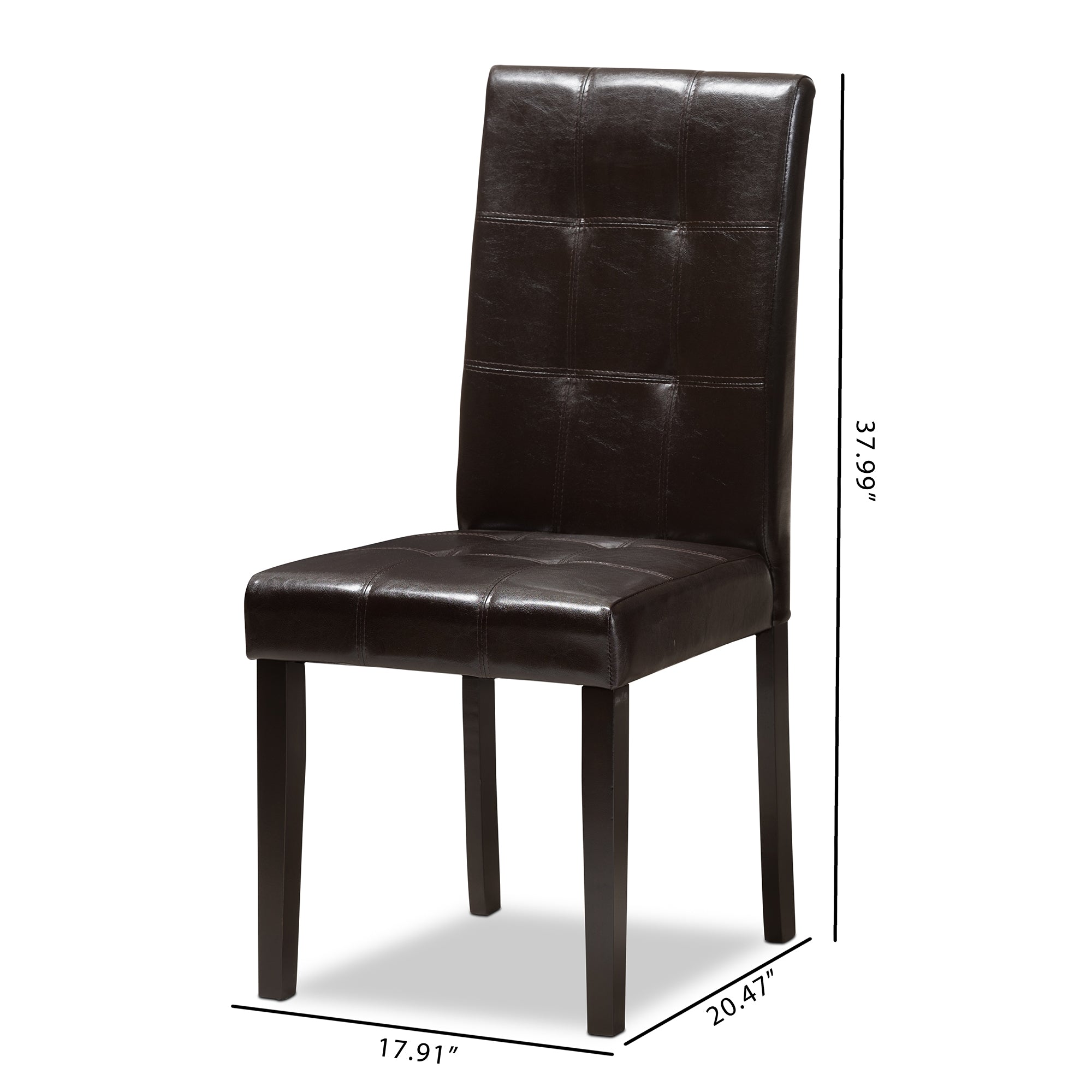Baxton Studio Avery Modern and Contemporary Dark Brown Faux Leather Upholstered Dining Chair Set of 2
