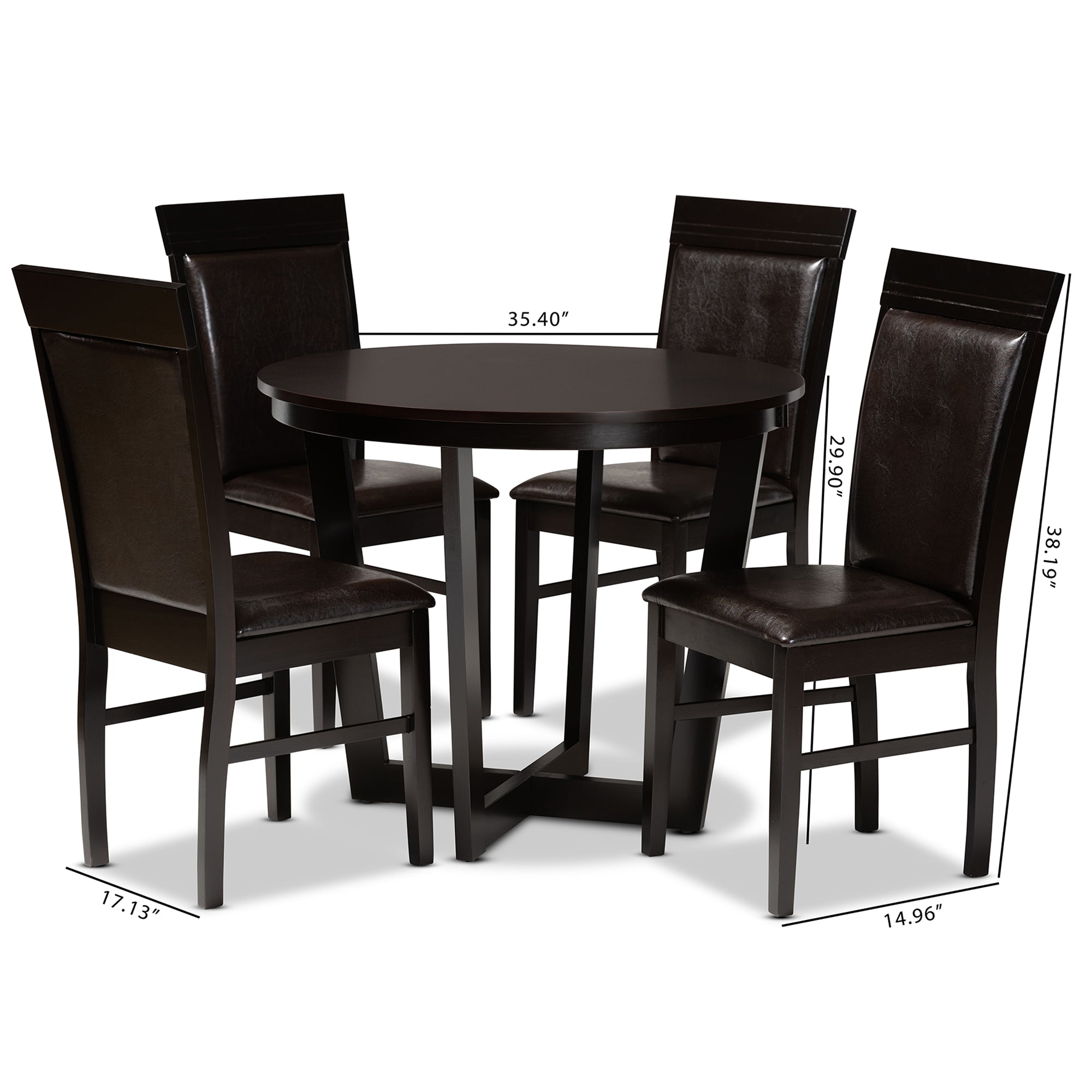 Baxton Studio Irma Modern and Contemporary Dark Brown Faux Leather Upholstered and Dark Brown Finished Wood 5-Piece Dining Set