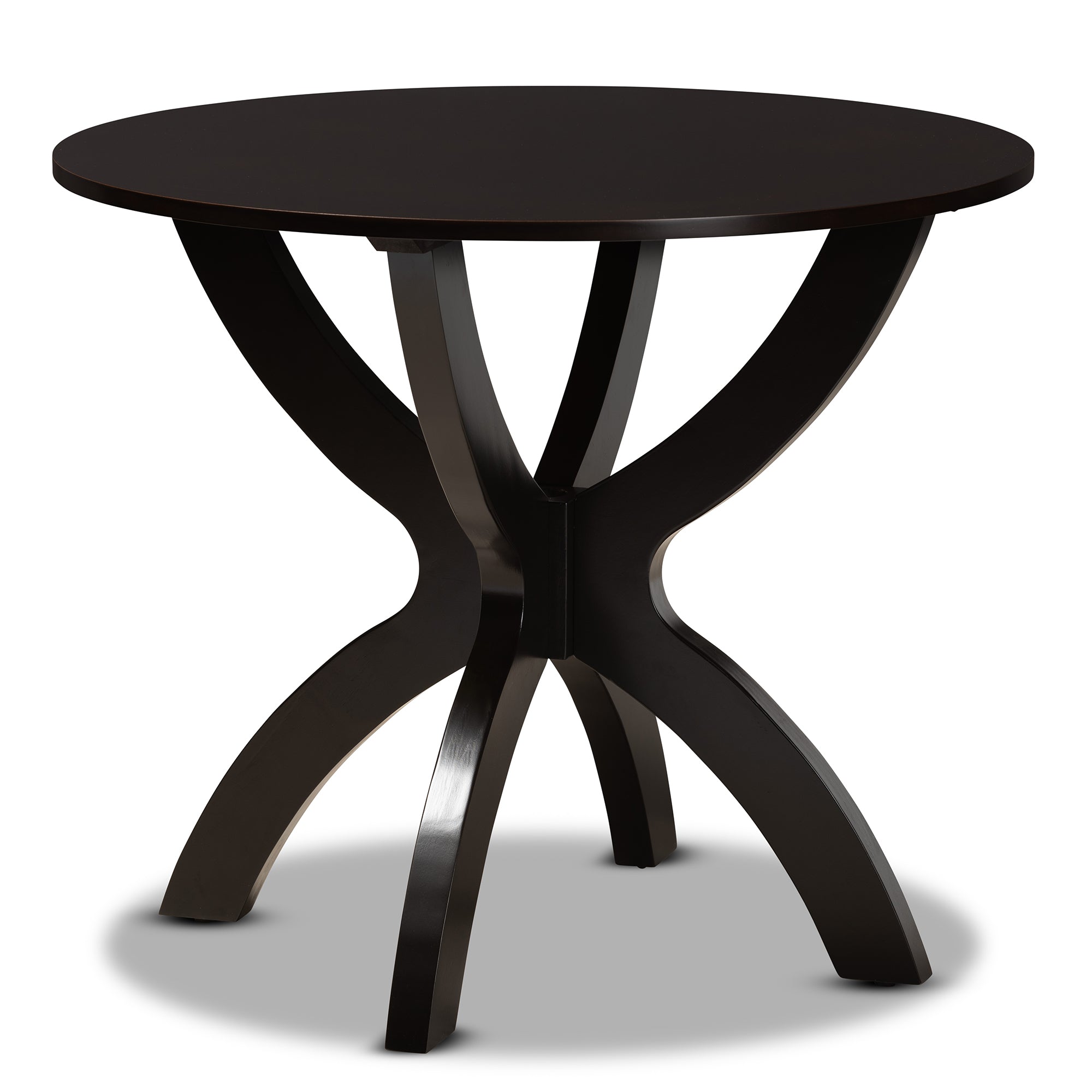Baxton Studio Ancel Modern and Contemporary Dark Brown Faux Leather Upholstered and Dark Brown Finished Wood 5-Piece Dining Set