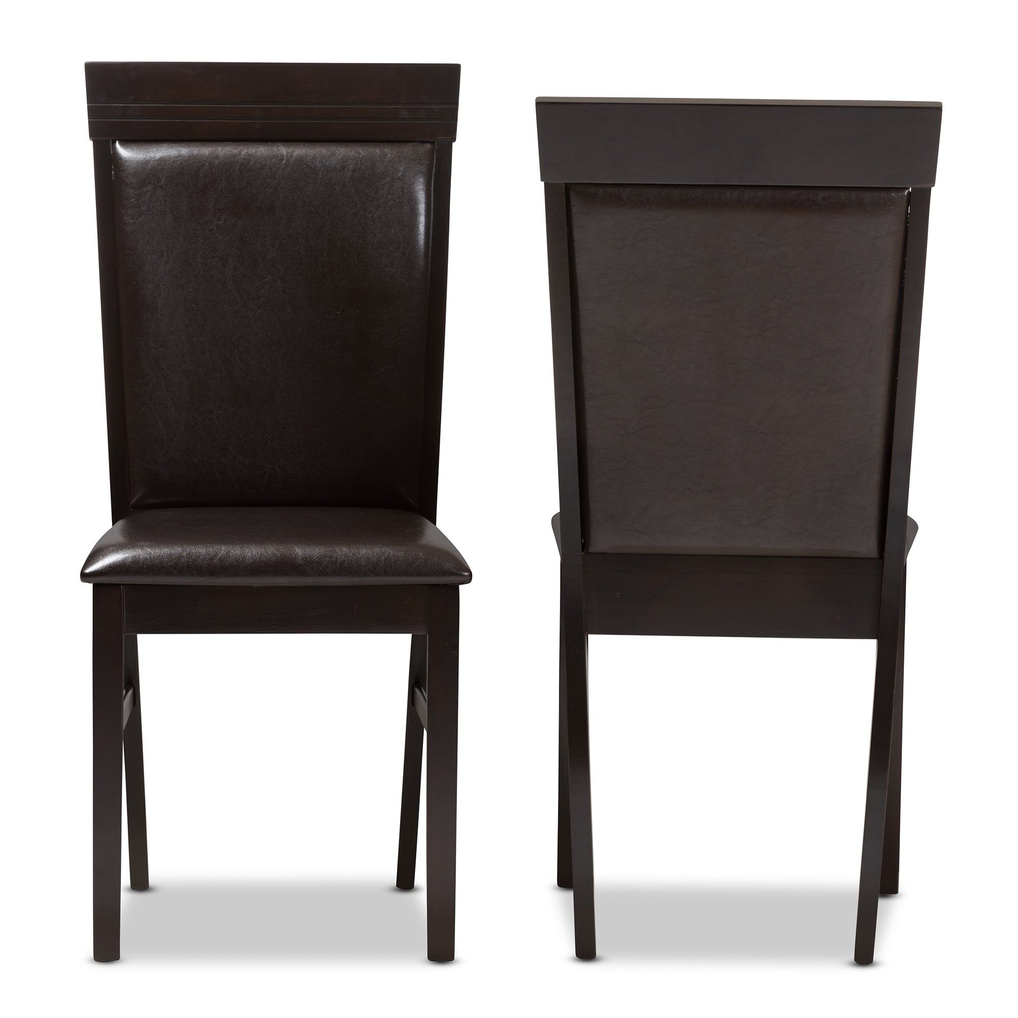 Baxton Studio Thea Modern and Contemporary Dark Brown Faux Leather Upholstered Dining Chair Set of 2