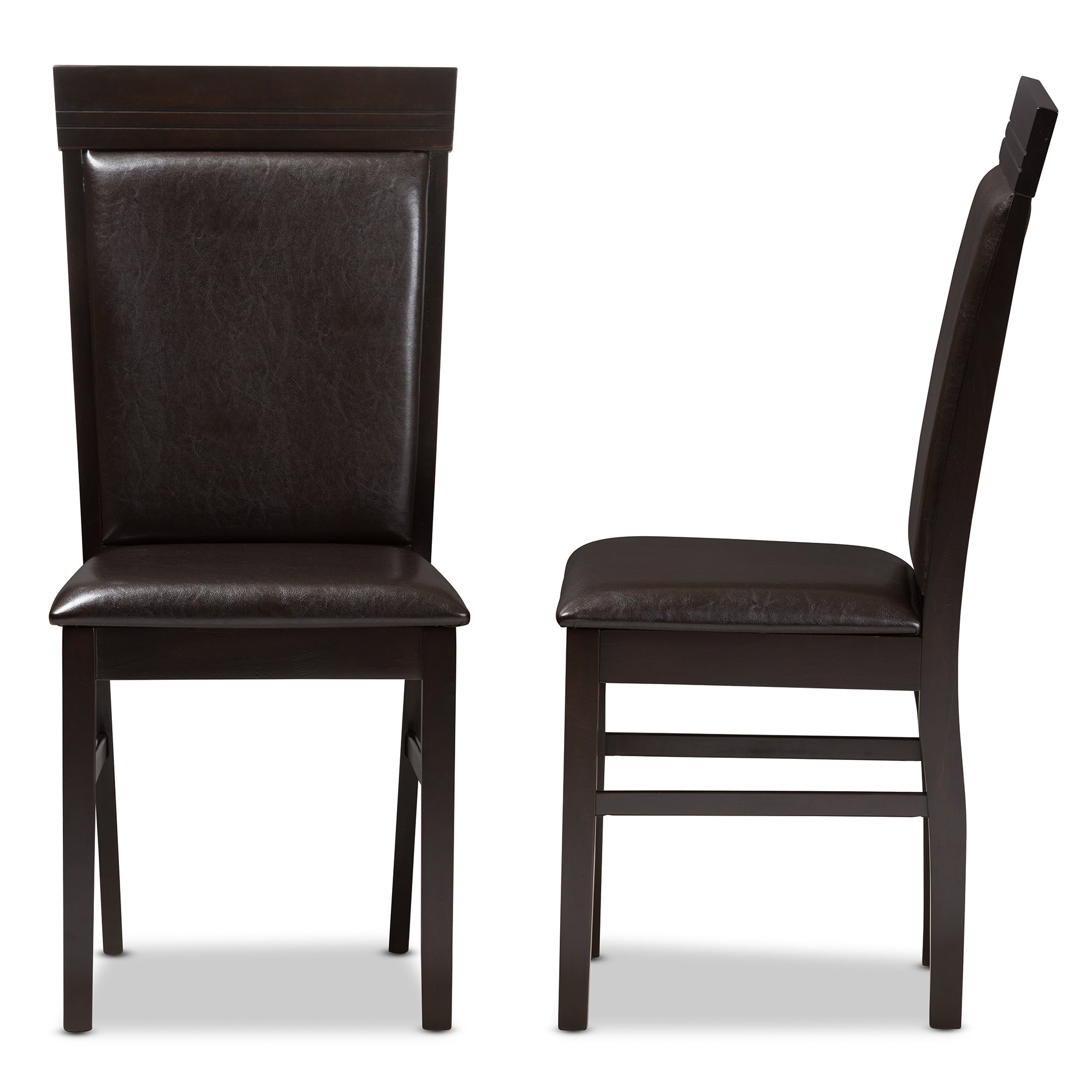 Baxton Studio Thea Modern and Contemporary Dark Brown Faux Leather Upholstered Dining Chair Set of 2