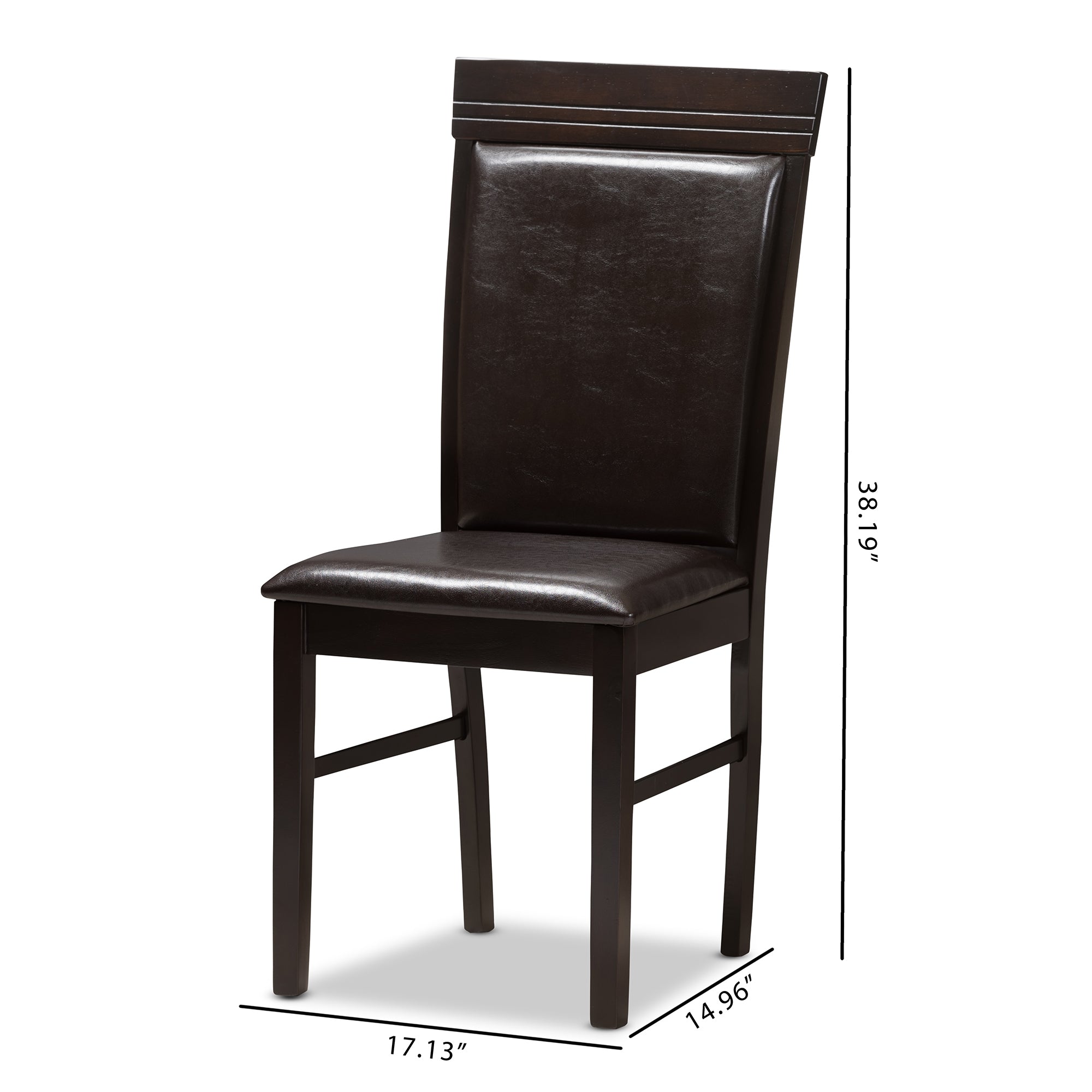 Baxton Studio Thea Modern and Contemporary Dark Brown Faux Leather Upholstered Dining Chair Set of 2
