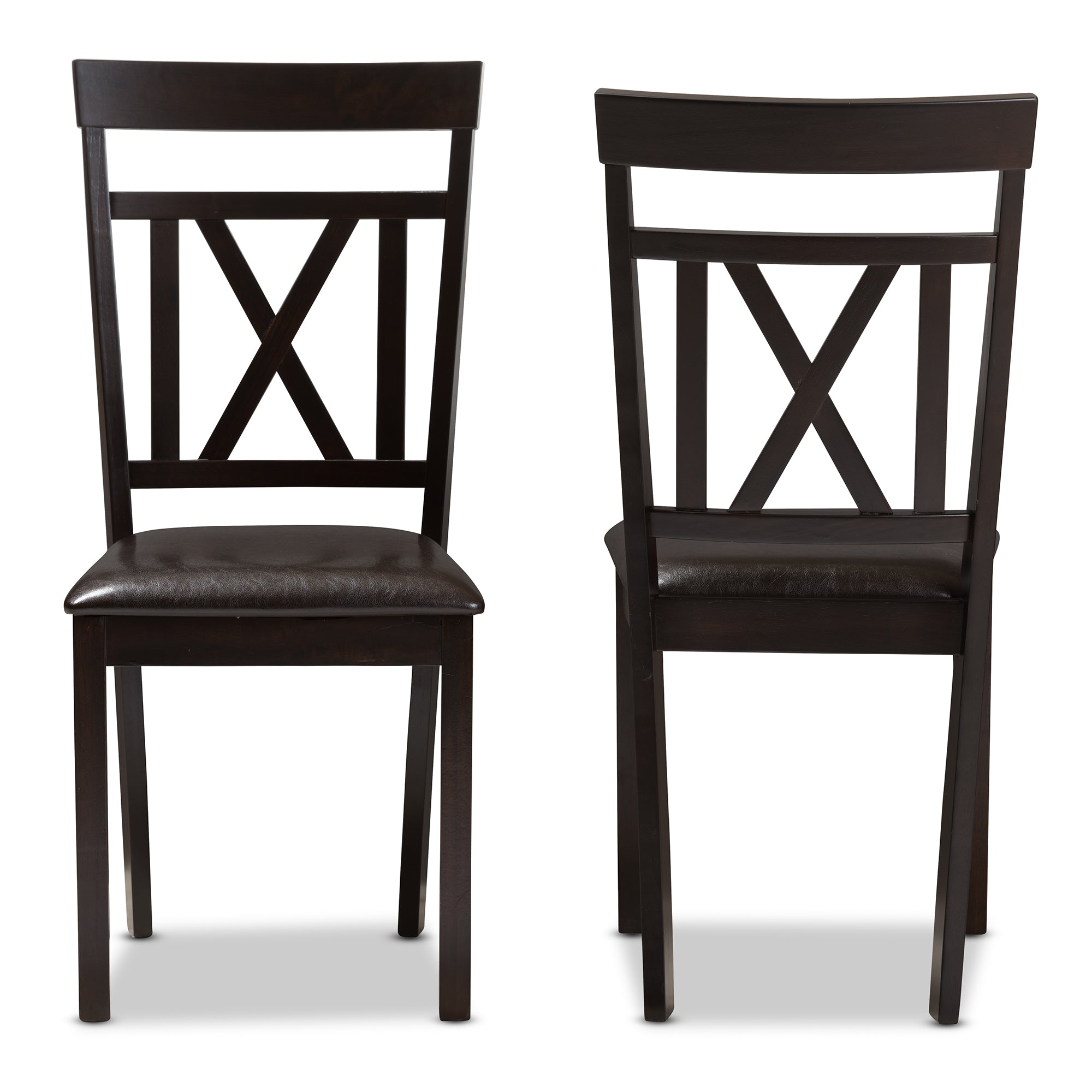 Baxton Studio Rosie Modern and Contemporary Dark Brown Faux Leather Upholstered Dining Chair Set of 2
