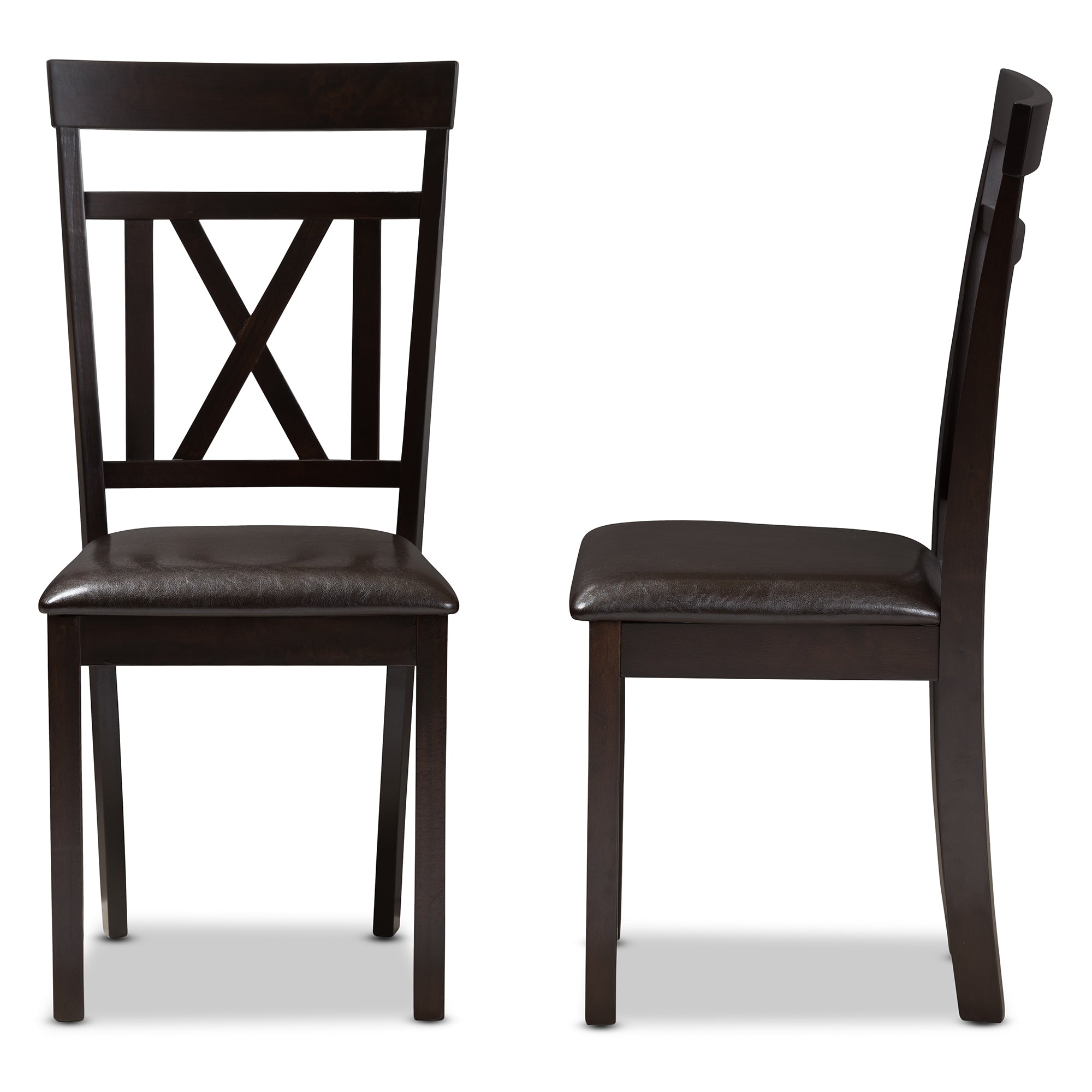 Baxton Studio Rosie Modern and Contemporary Dark Brown Faux Leather Upholstered Dining Chair Set of 2