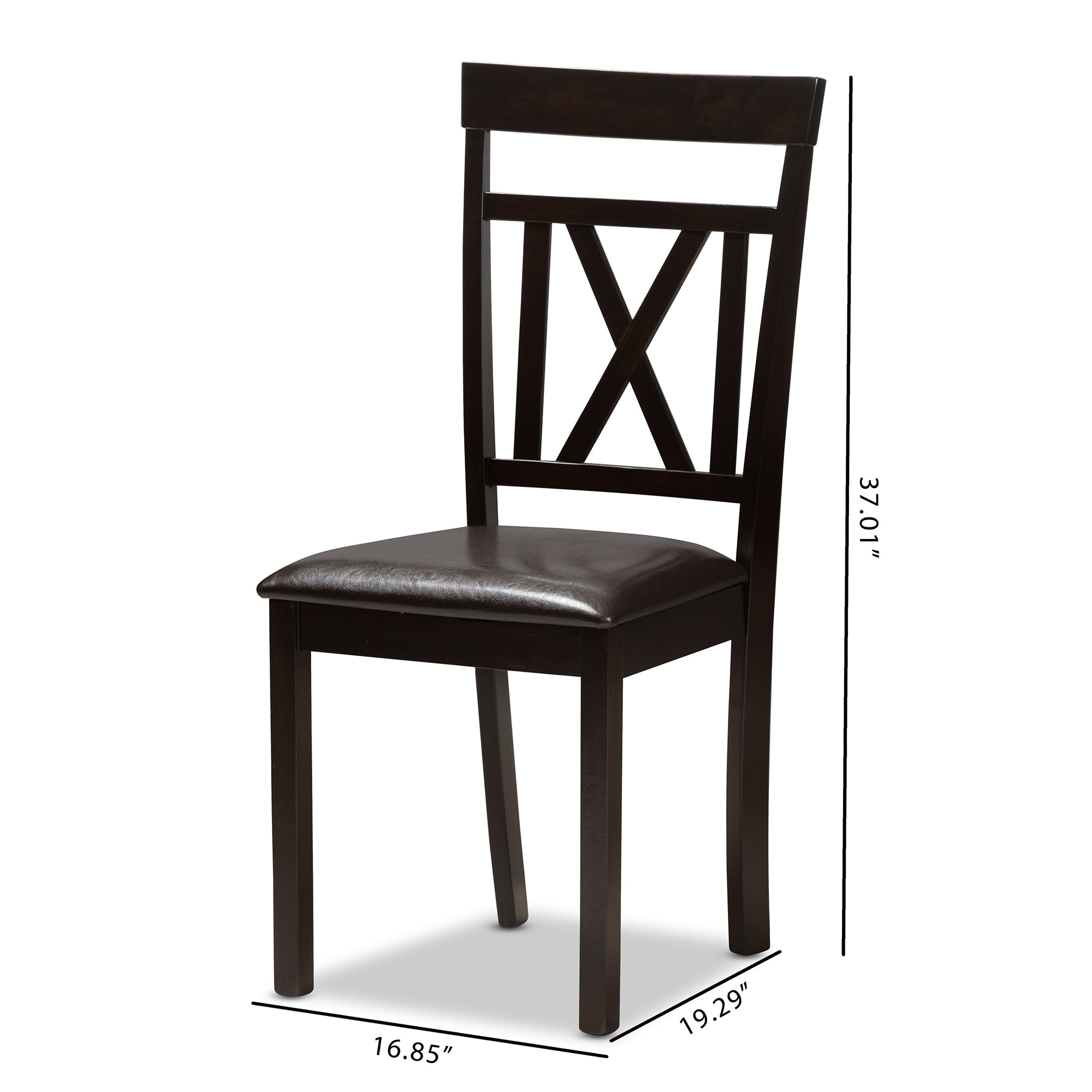 Baxton Studio Rosie Modern and Contemporary Dark Brown Faux Leather Upholstered Dining Chair Set of 2