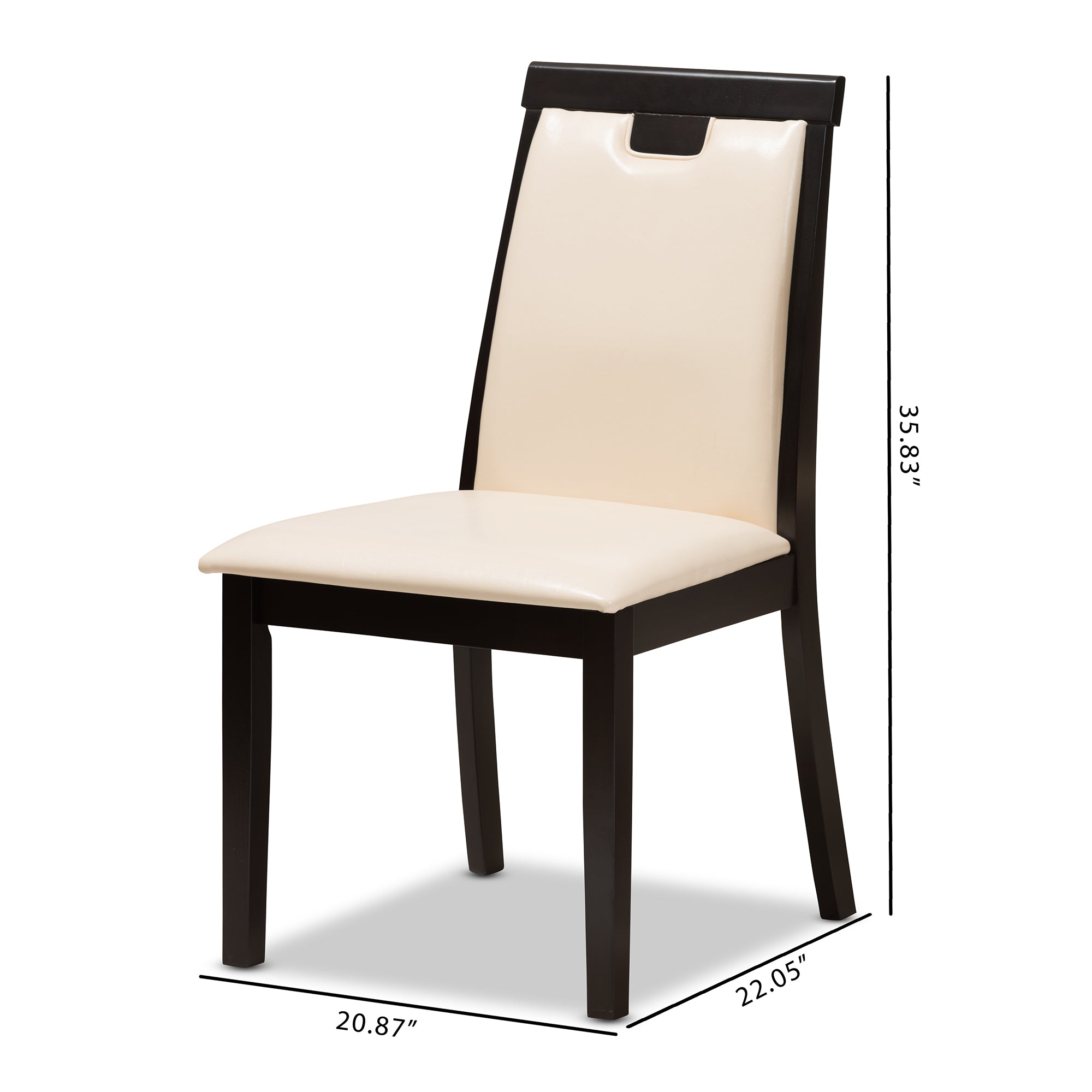 Baxton Studio Evelyn Modern and Contemporary Beige Faux Leather Upholstered and Dark Brown Finished Dining Chair Set of 2