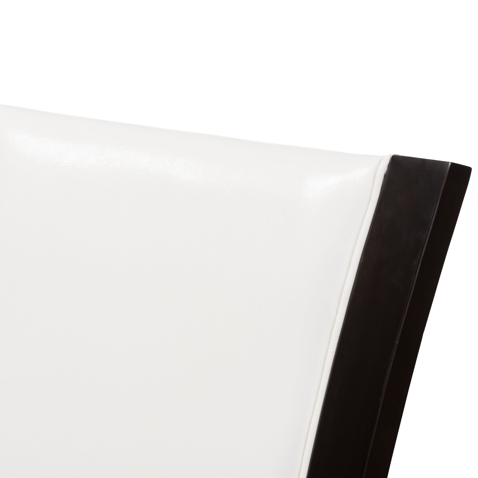 Baxton Studio Adley Modern and Contemporary Dark Brown Finished White Faux Leather Dining Chair Set of 2