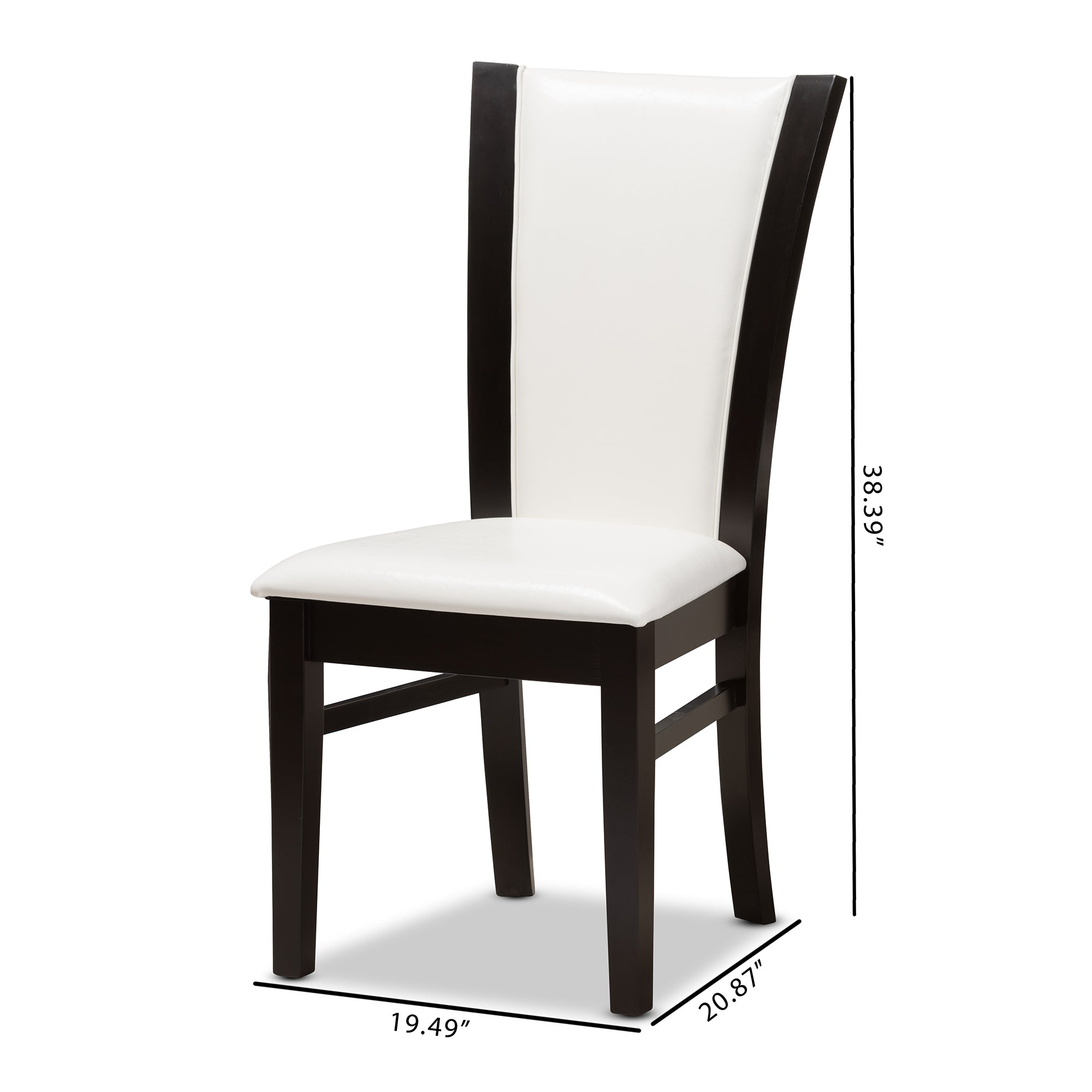 Baxton Studio Adley Modern and Contemporary Dark Brown Finished White Faux Leather Dining Chair Set of 2