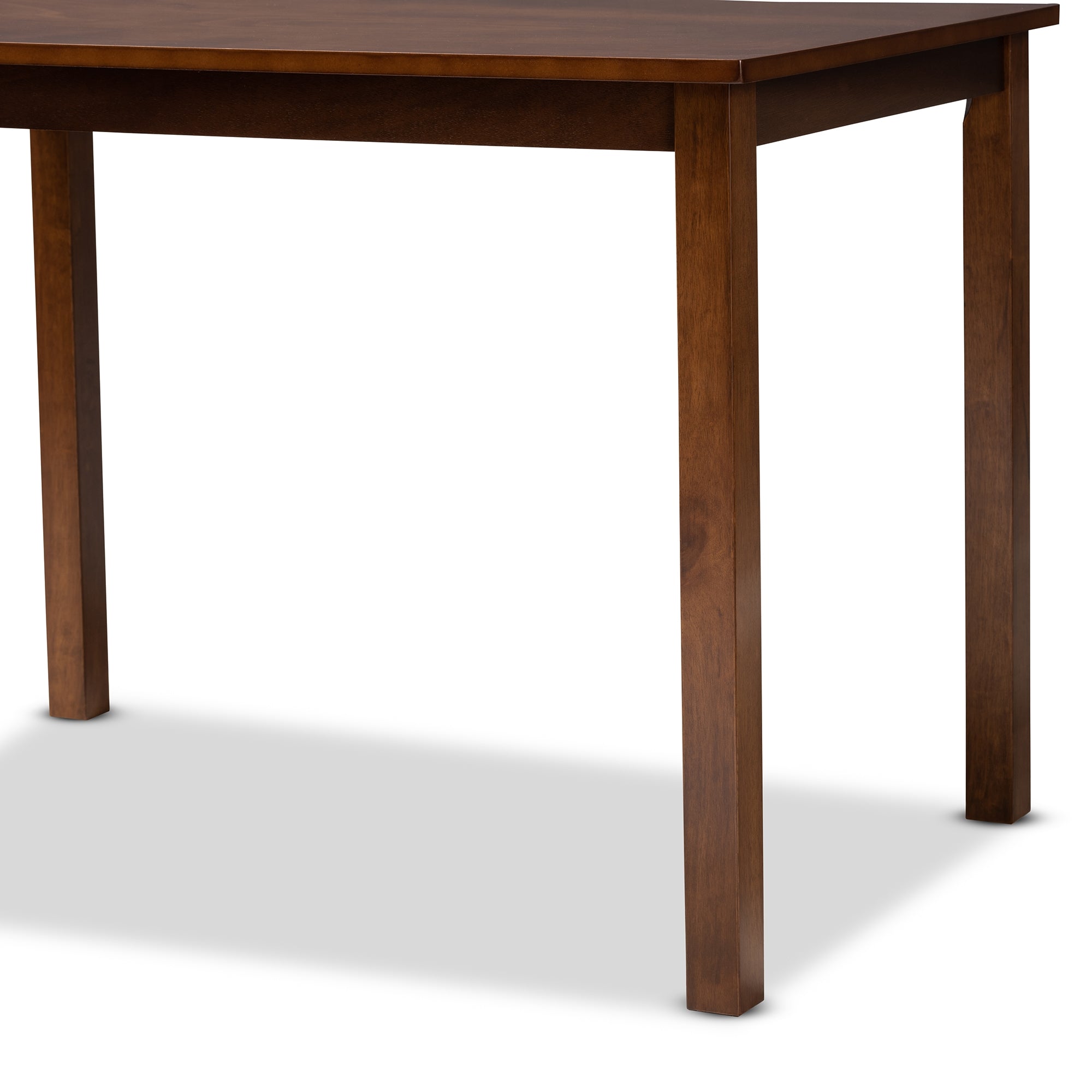 Baxton Studio Abilene Mid-Century Light Brown Fabric Upholstered and Walnut Brown Finished 5-Piece Wood Dining Set