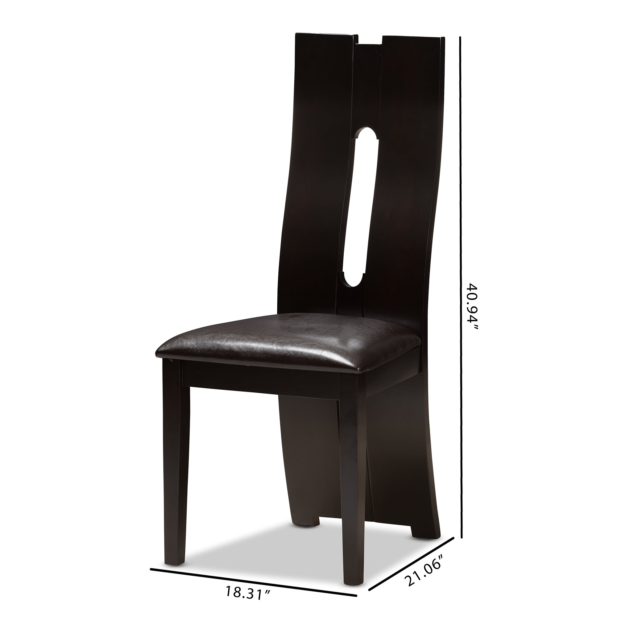 Baxton Studio Alani Modern and Contemporary Dark Brown Faux Leather Upholstered Dining Chair Set of 2