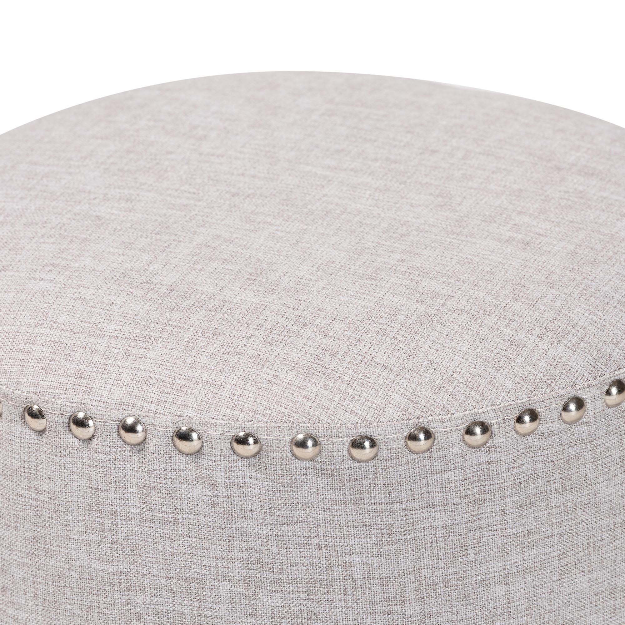 Baxton Studio Rosine Modern and Contemporary Light Grey Fabric Upholstered Nail Trim Ottoman