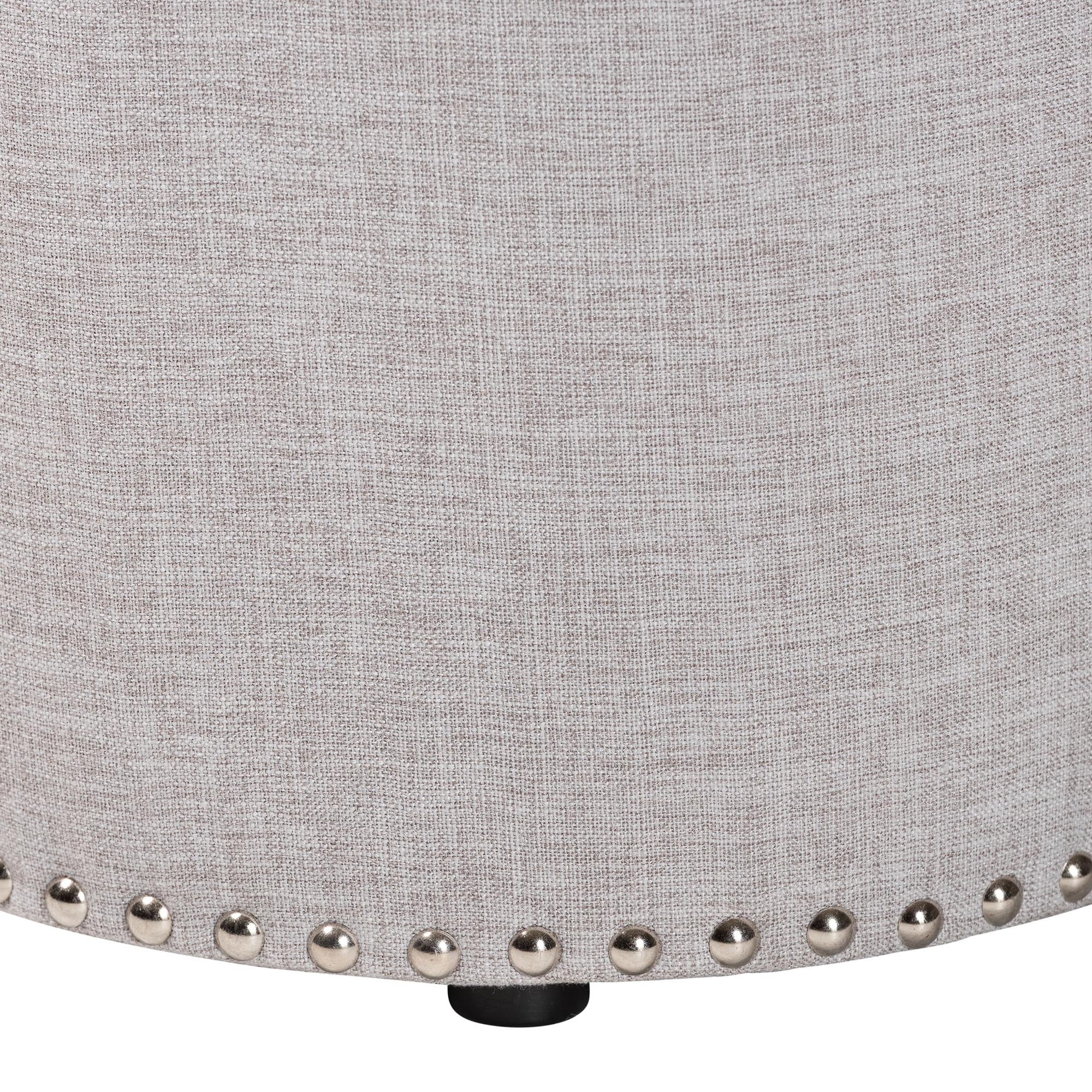 Baxton Studio Rosine Modern and Contemporary Light Grey Fabric Upholstered Nail Trim Ottoman