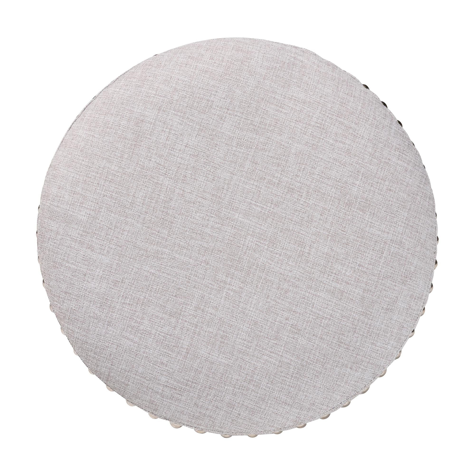Baxton Studio Rosine Modern and Contemporary Light Grey Fabric Upholstered Nail Trim Ottoman