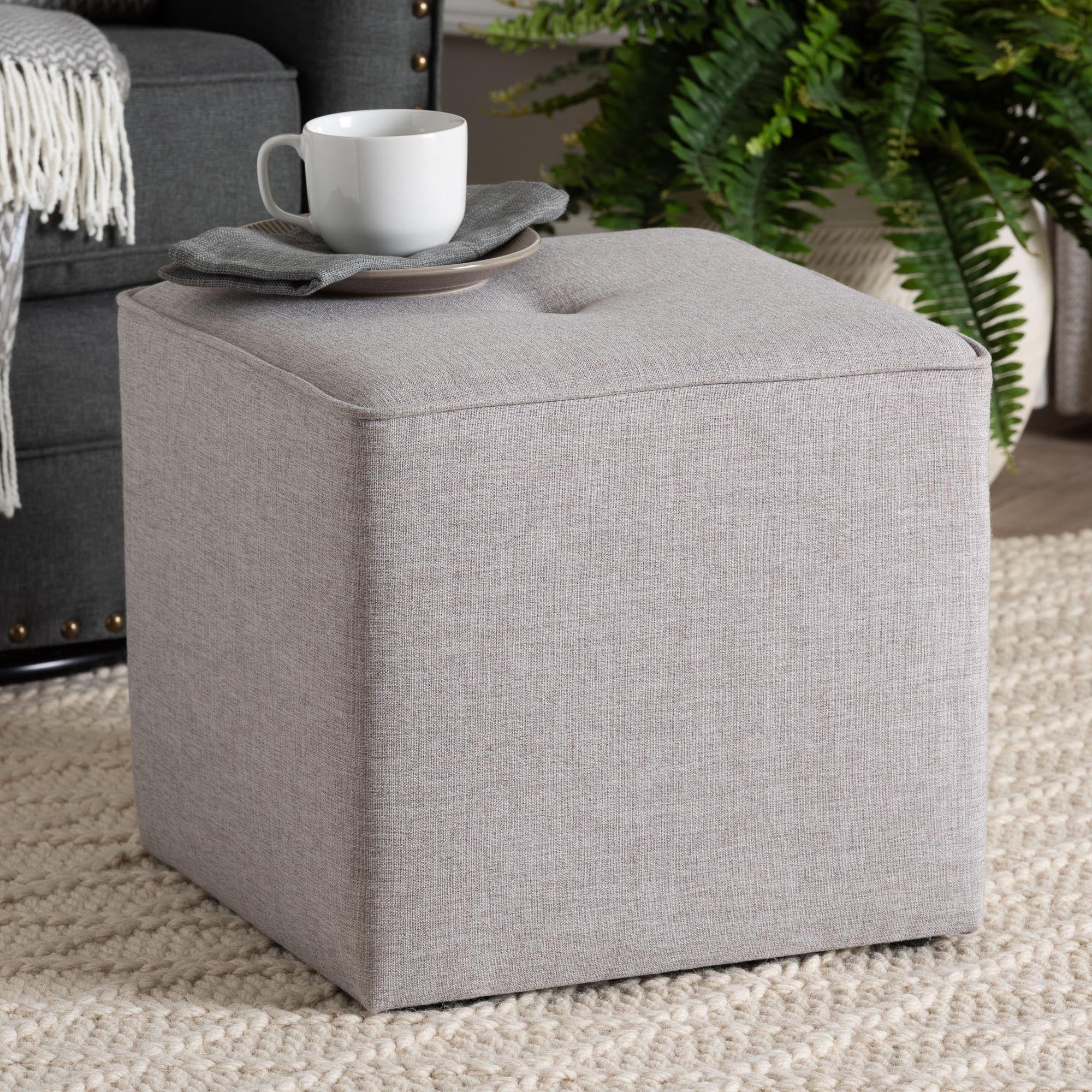 Baxton Studio Corinne Modern and Contemporary Light Grey Fabric Upholstered Ottoman