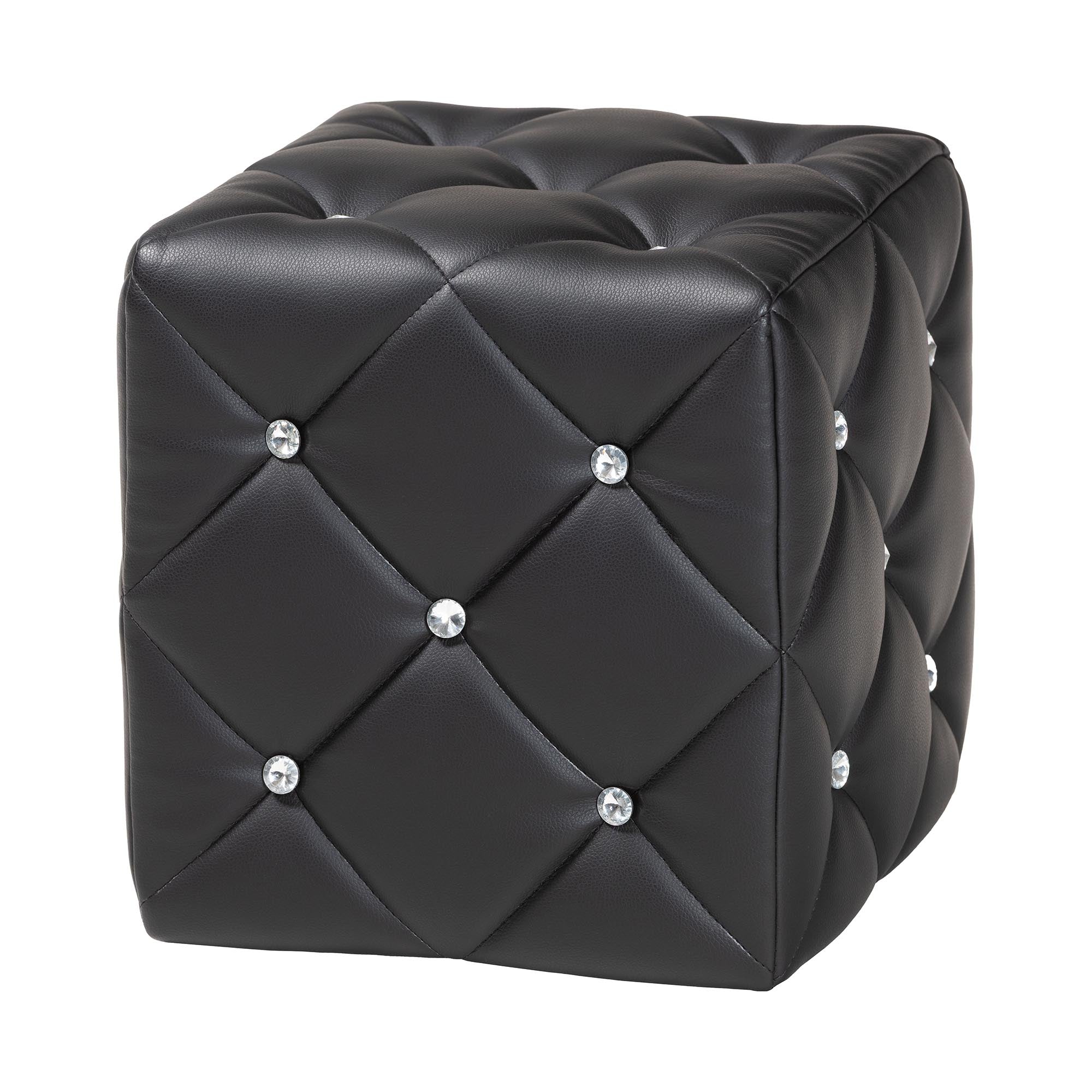 Baxton Studio Stacey Modern and Contemporary Black Faux Leather Upholstered Ottoman