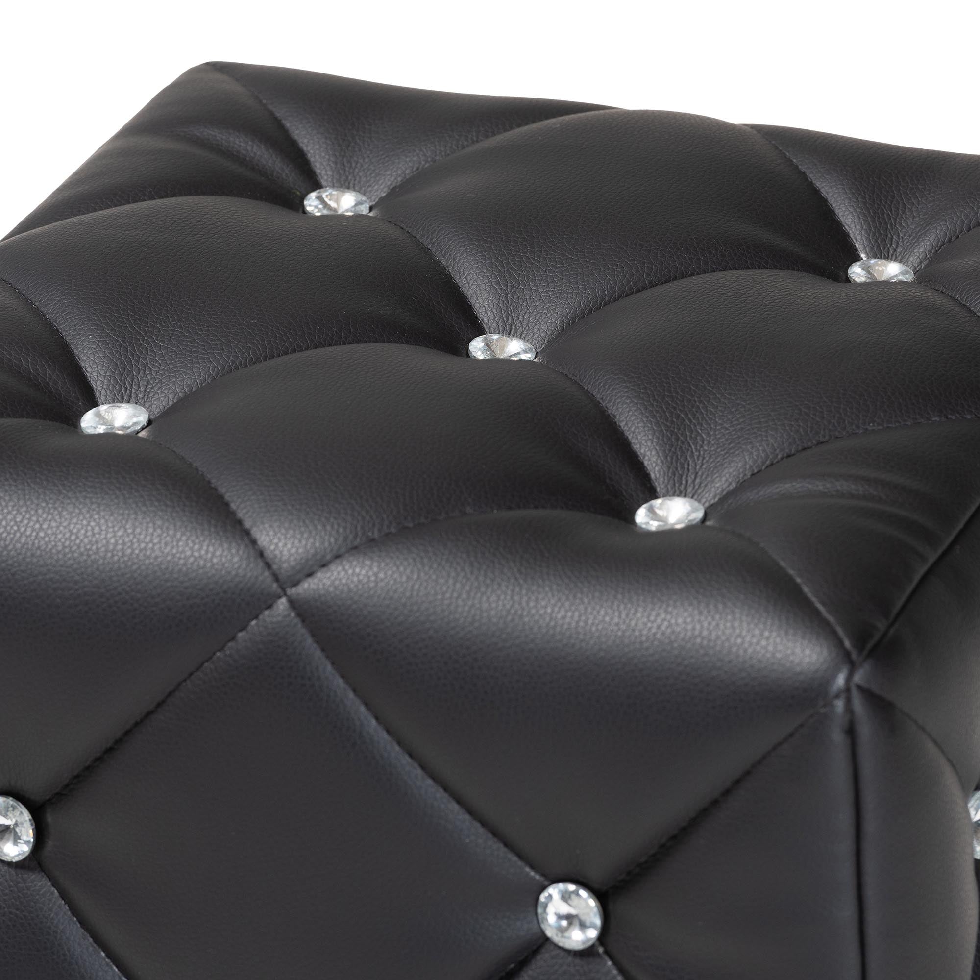 Baxton Studio Stacey Modern and Contemporary Black Faux Leather Upholstered Ottoman
