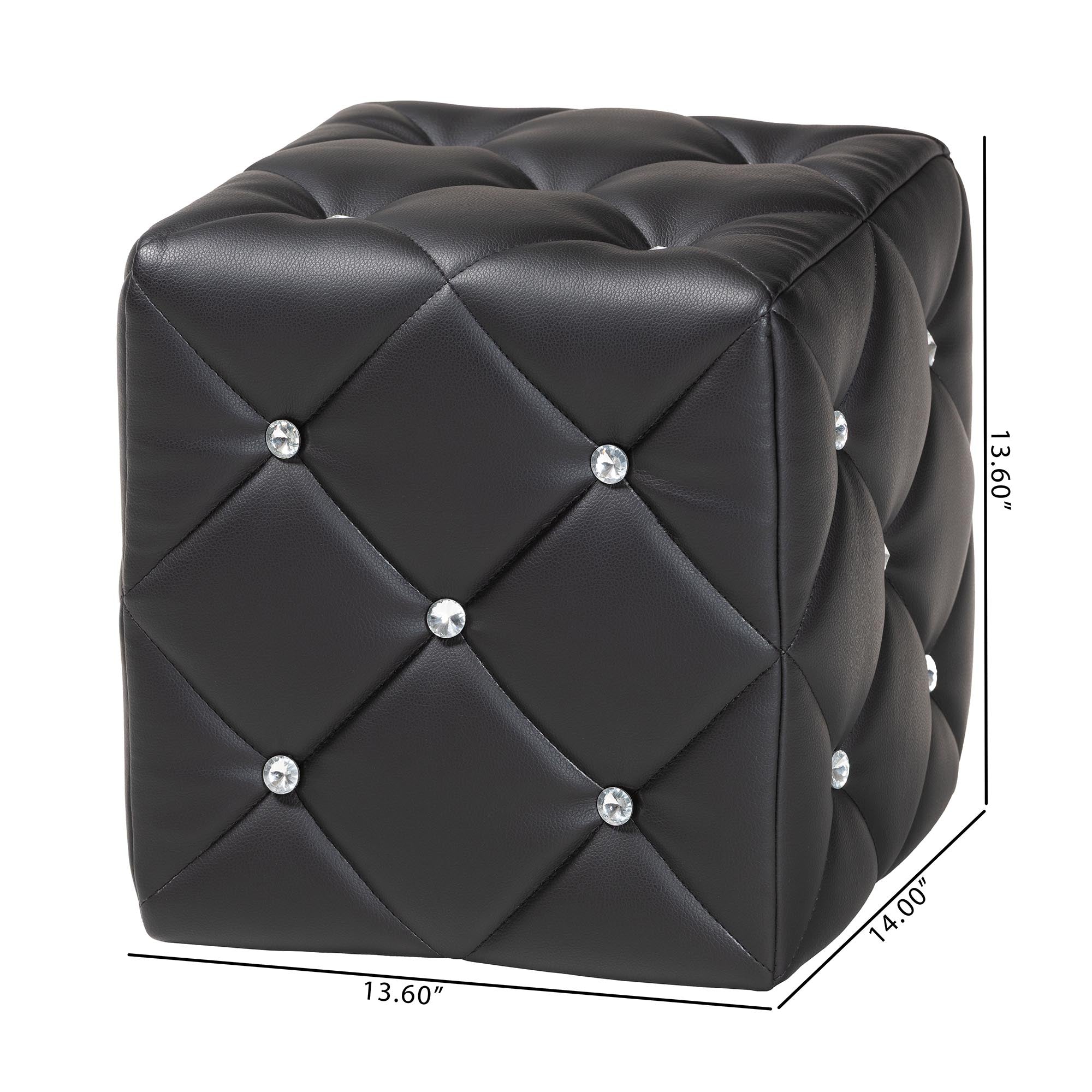 Baxton Studio Stacey Modern and Contemporary Black Faux Leather Upholstered Ottoman