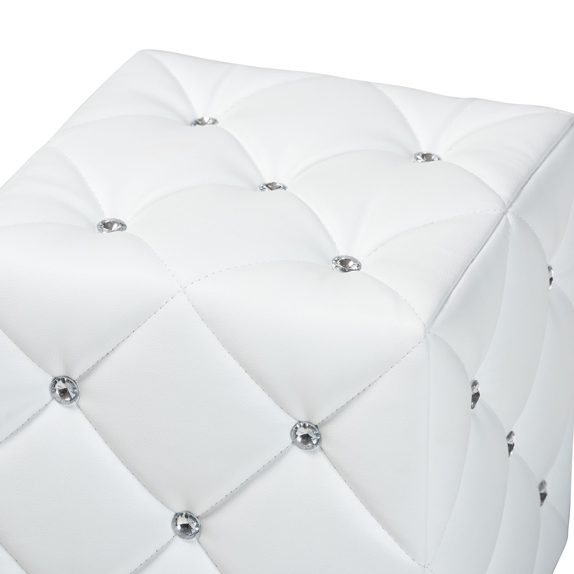 Baxton Studio Stacey Modern and Contemporary White Faux Leather Upholstered Ottoman