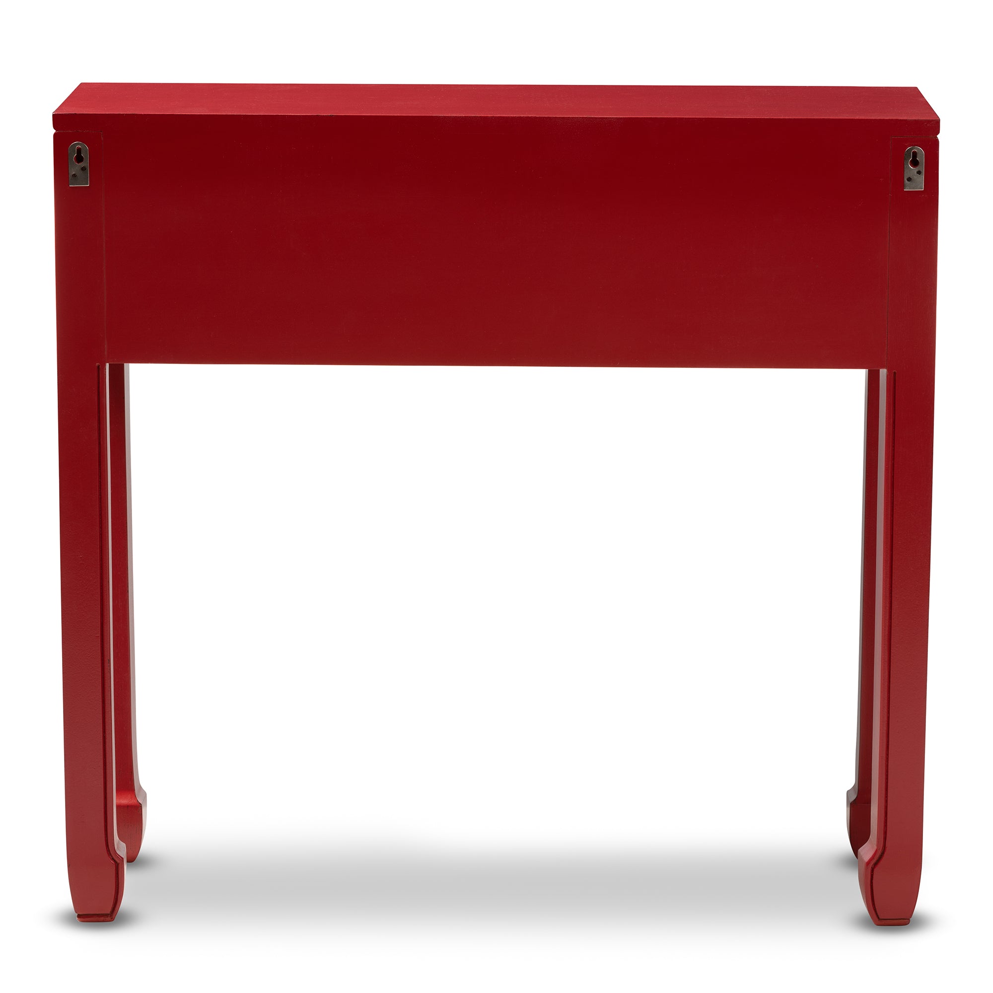 Baxton Studio Pomme Classic and Antique Red Finished Wood Bronze Finished Accents 6-Drawer Console Table
