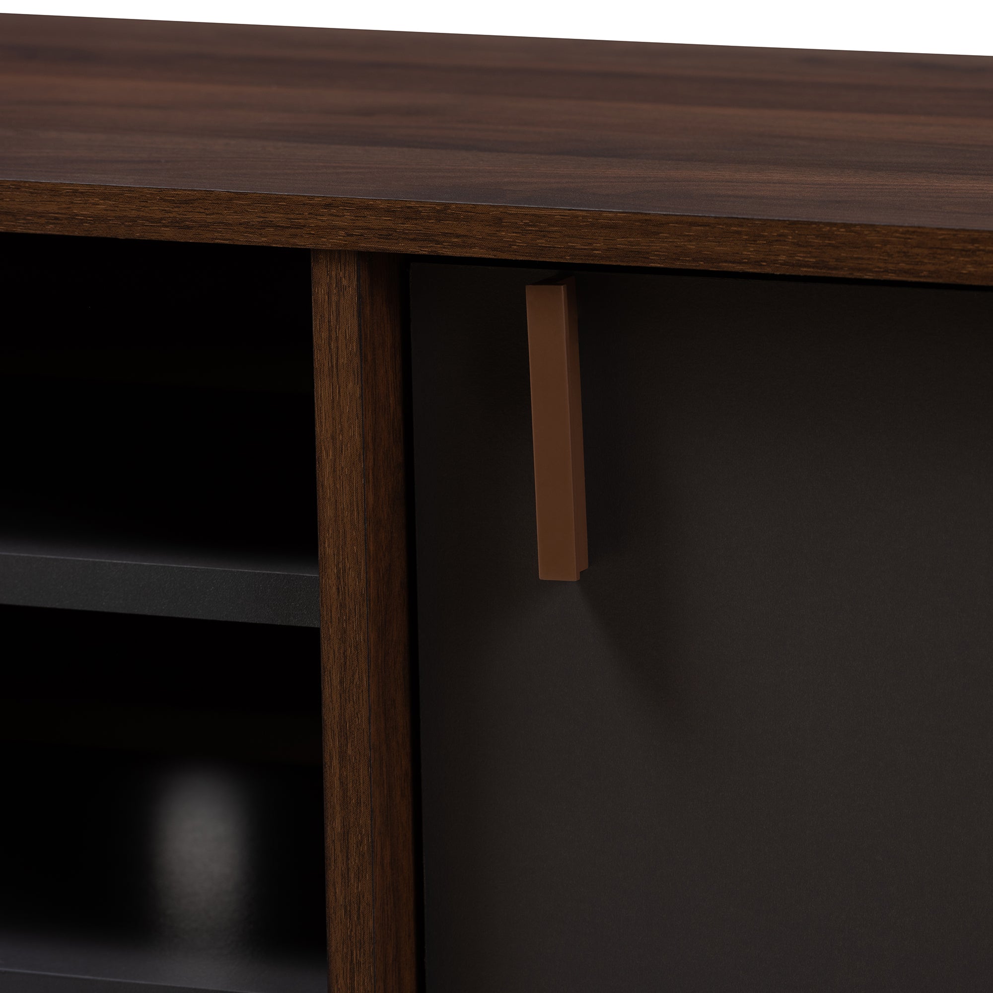 Baxton Studio Samuel Mid-Century Modern Brown and Dark Grey Finished TV Stand