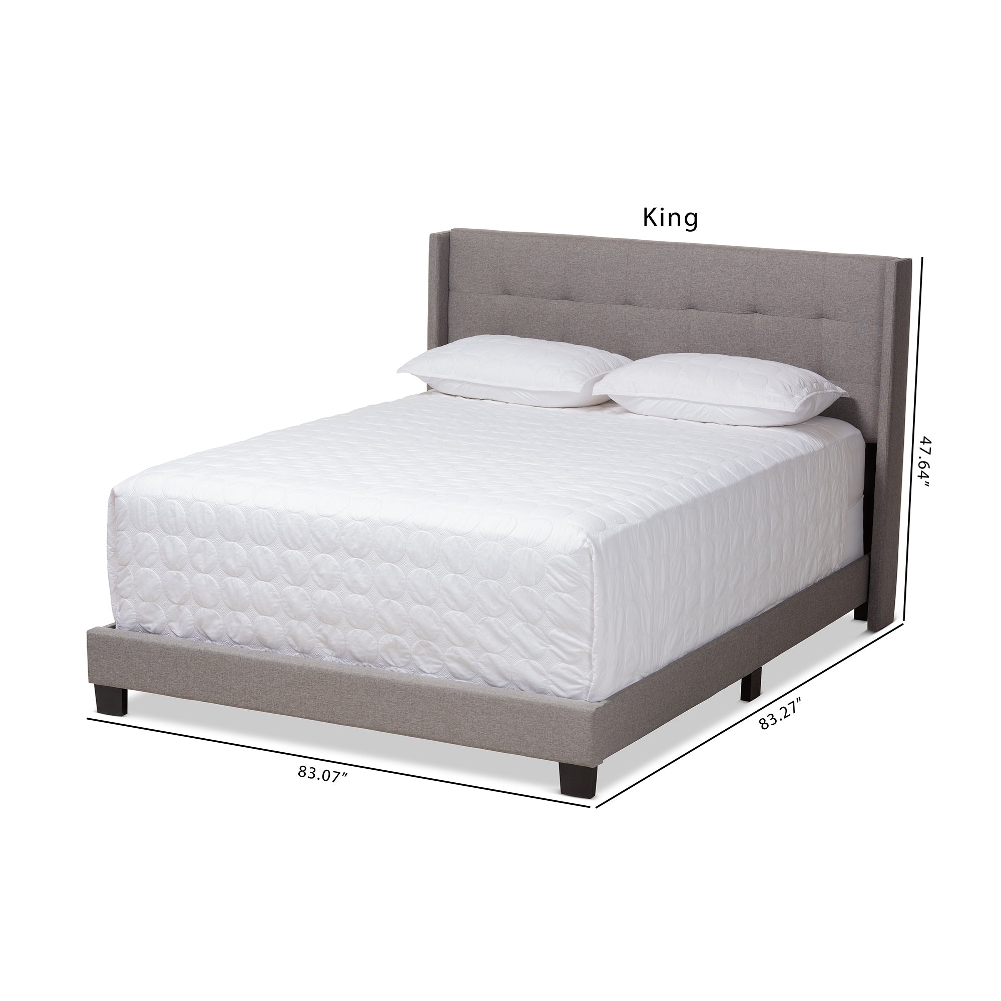 Baxton Studio Lisette Modern and Contemporary Grey Fabric Upholstered King Size Bed