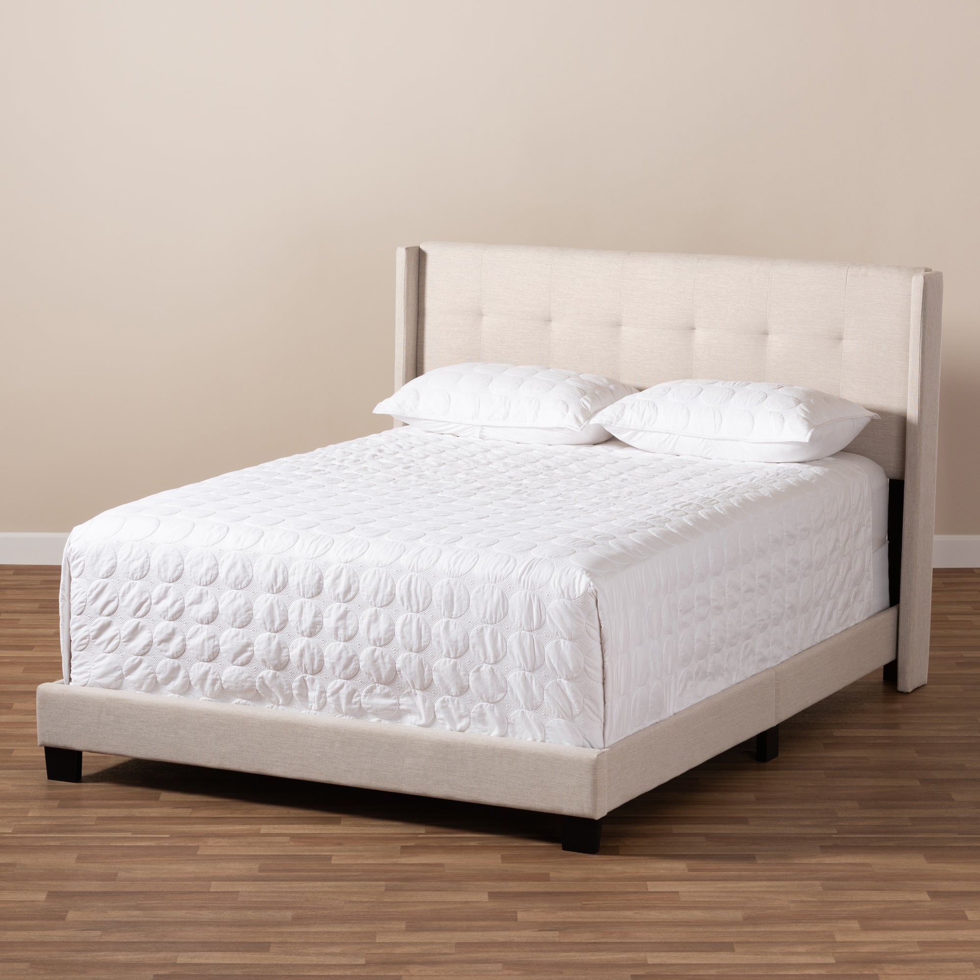 Baxton Studio Lisette Modern and Contemporary Beige Fabric Upholstered King Size Bed