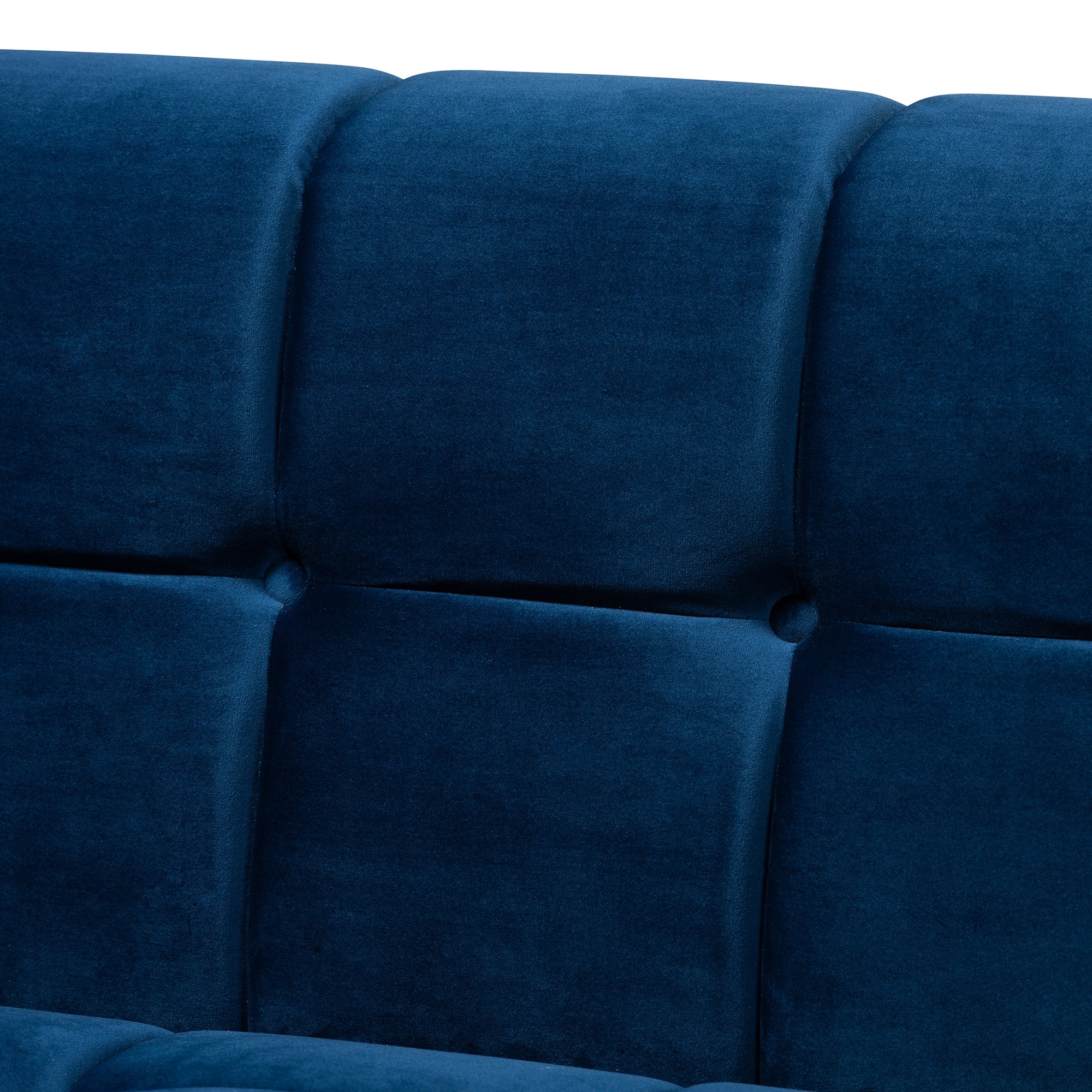 Baxton Studio Loreto Glam and Luxe Navy Blue Velvet Fabric Upholstered Brushed Gold Finished Sofa
