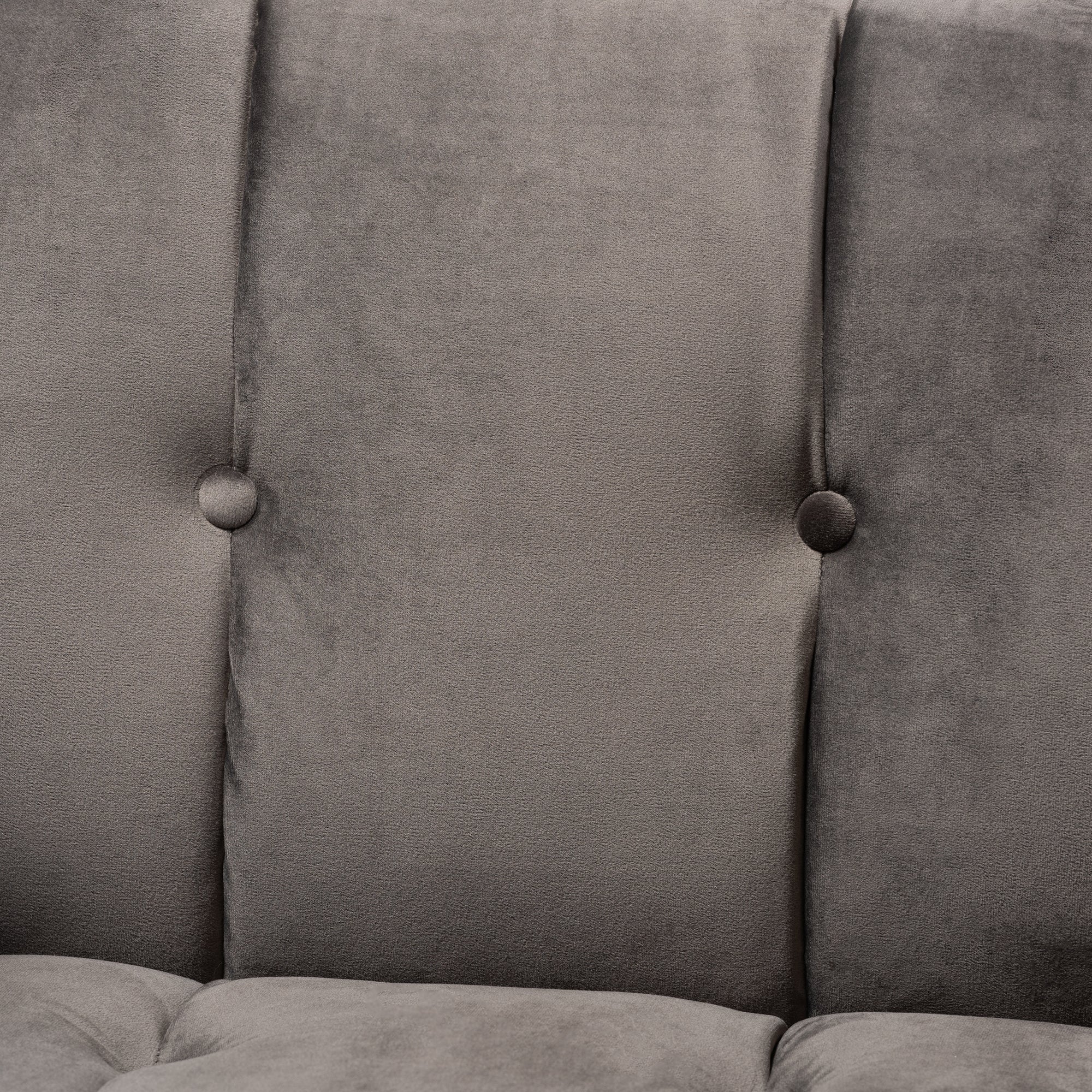 Baxton Studio Ambra Glam and Luxe Grey Velvet Fabric Upholstered and Button Tufted Armchair with Gold-Tone Frame