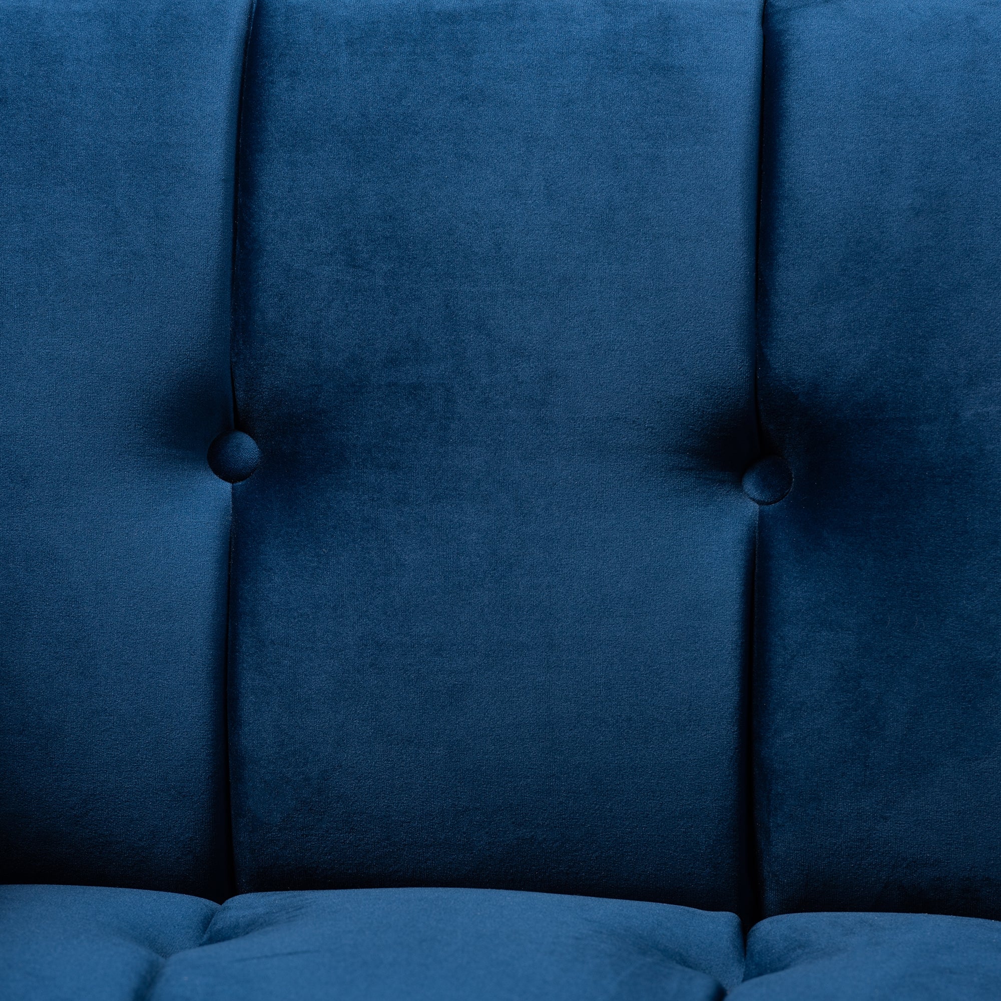 Baxton Studio Ambra Glam and Luxe Navy Blue Velvet Fabric Upholstered and Button Tufted Armchair with Gold-Tone Frame