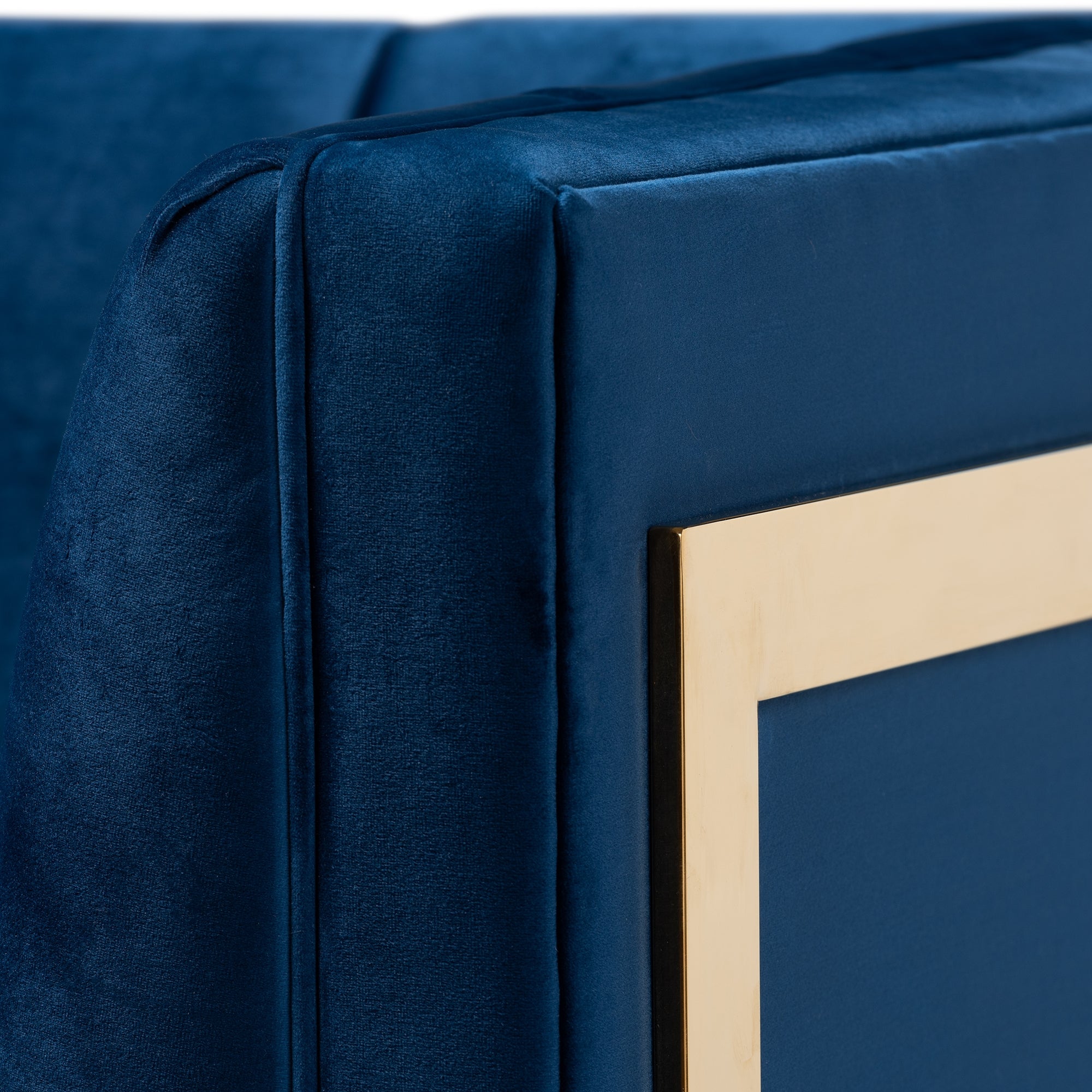 Baxton Studio Ambra Glam and Luxe Navy Blue Velvet Fabric Upholstered and Button Tufted Armchair with Gold-Tone Frame