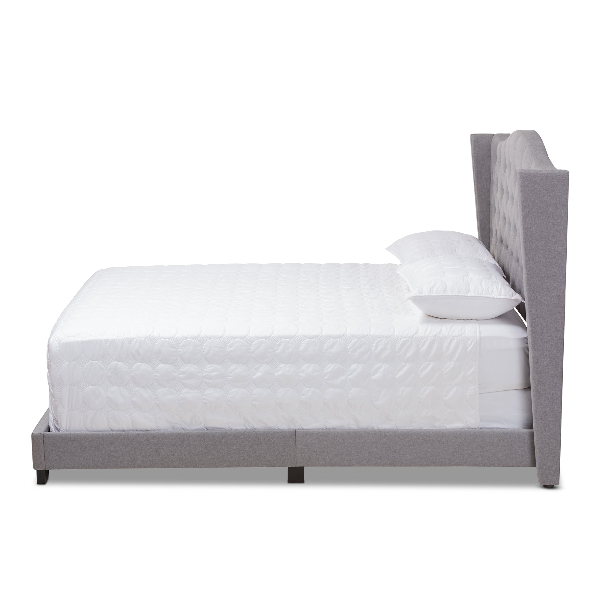 Baxton Studio Alesha Modern and Contemporary Grey Fabric Upholstered King Size Bed