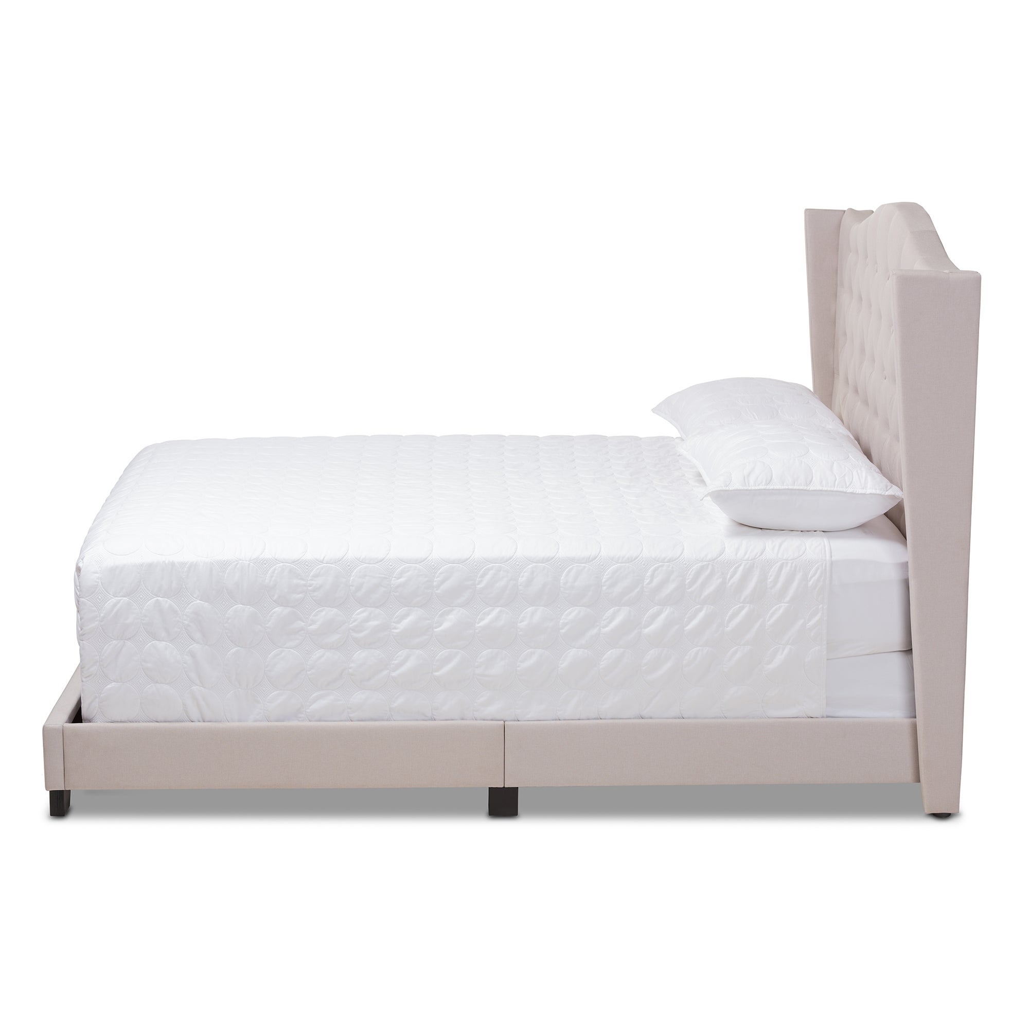 Baxton Studio Alesha Modern and Contemporary Beige Fabric Upholstered King Size Bed