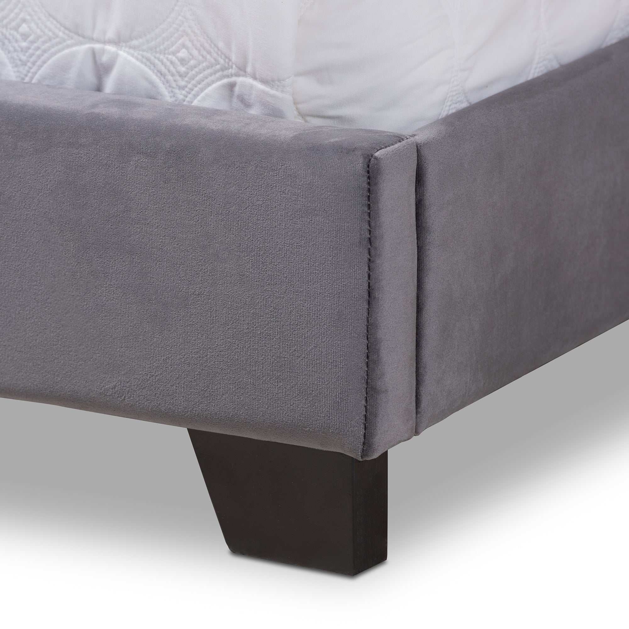 Baxton Studio Darcy Luxe and Glamour Dark Grey Velvet Upholstered Queen Size Bed
