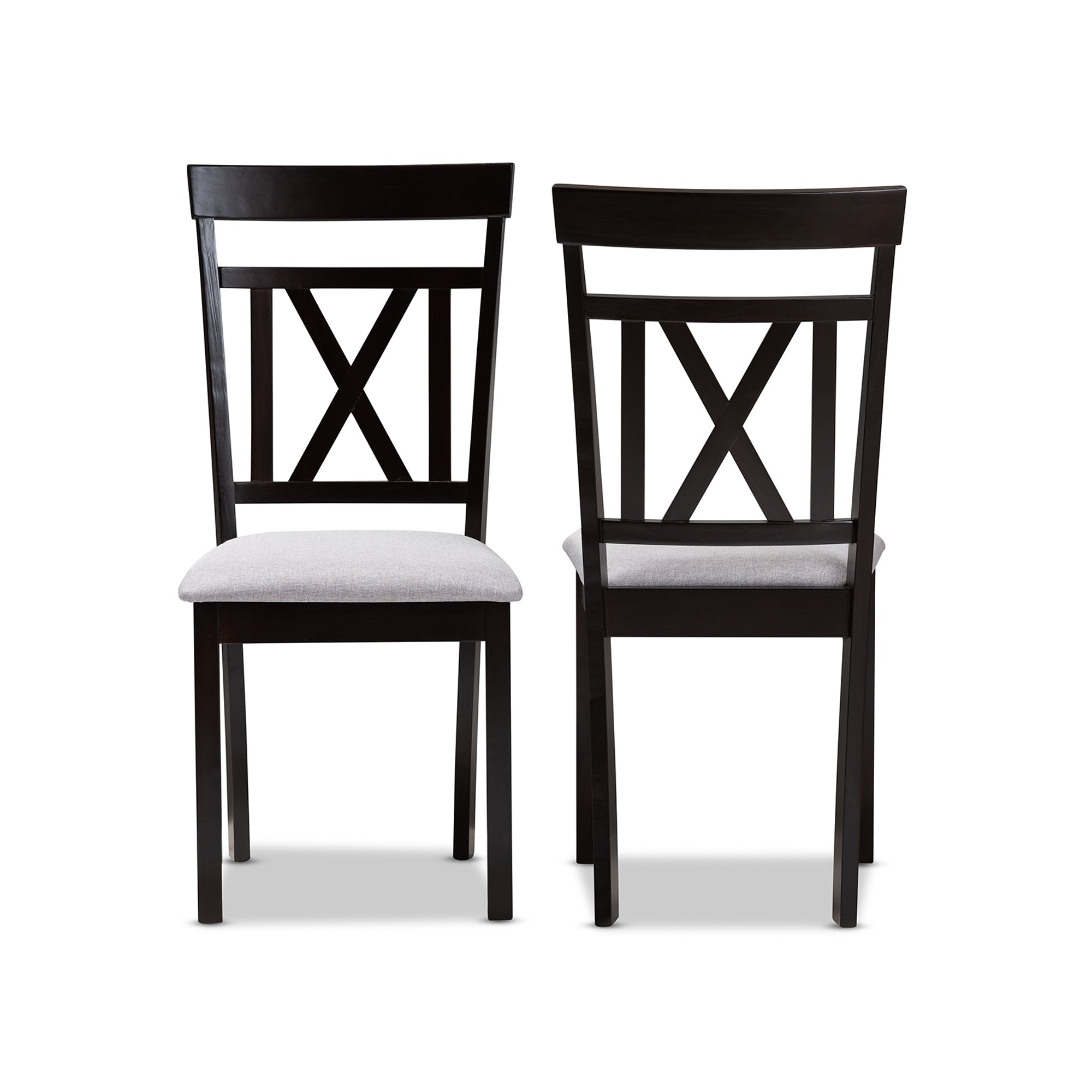 Baxton Studio Rosie Modern and Contemporary Grey Fabric Upholstered and Espresso Brown Finished Dining Chair Set