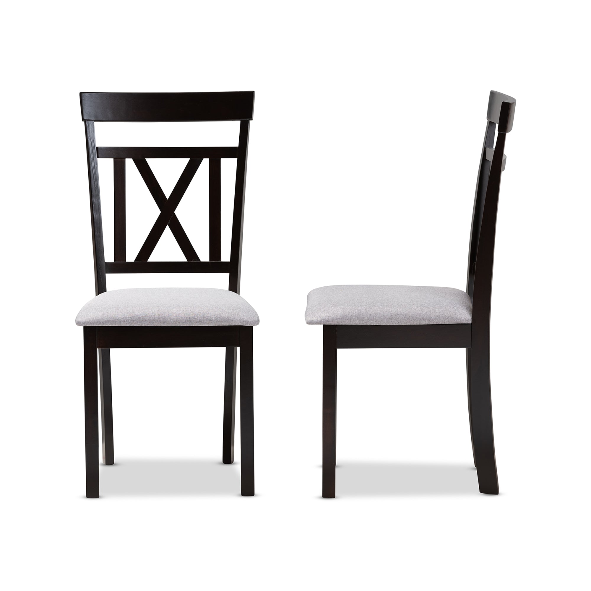 Baxton Studio Rosie Modern and Contemporary Grey Fabric Upholstered and Espresso Brown Finished Dining Chair Set