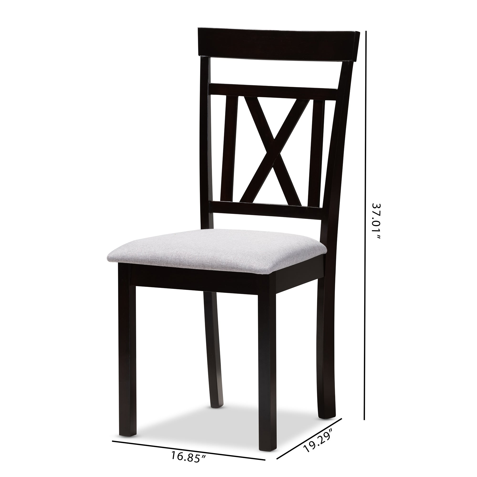 Baxton Studio Rosie Modern and Contemporary Grey Fabric Upholstered and Espresso Brown Finished Dining Chair Set