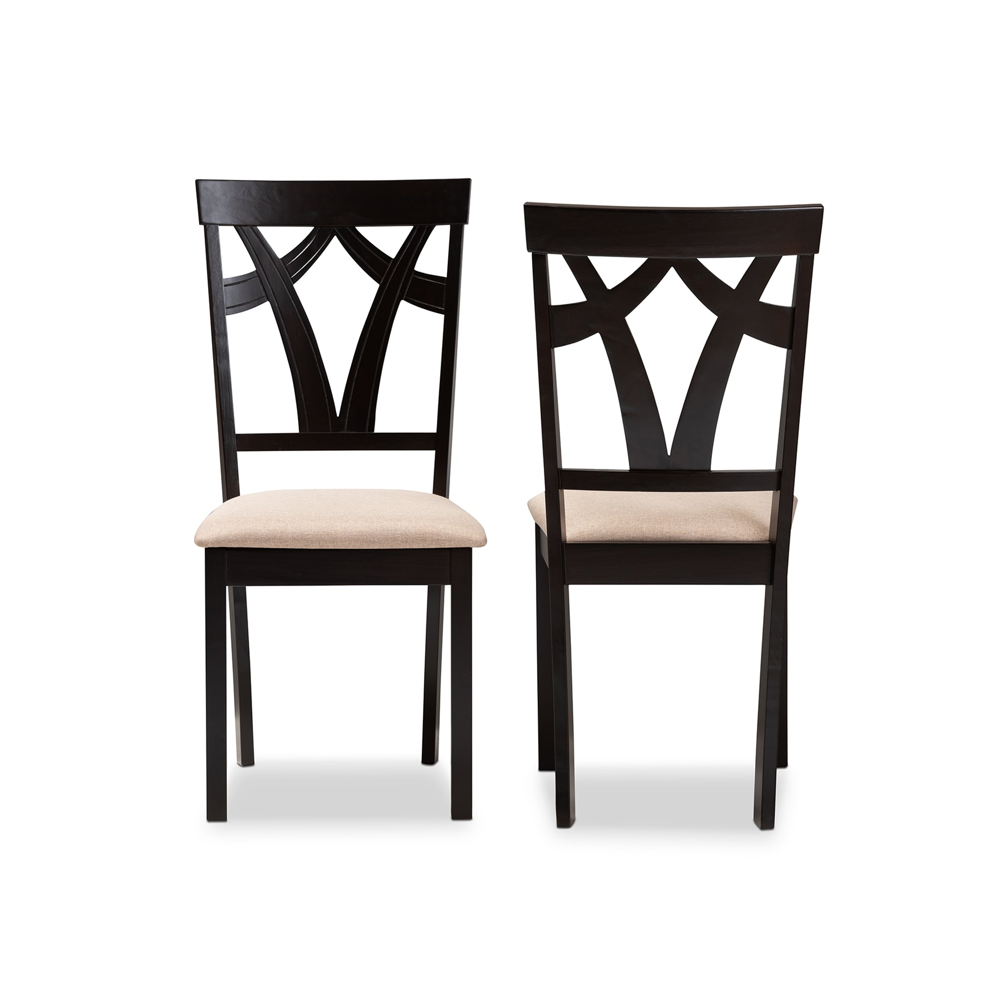Baxton Studio Sylvia Modern and Contemporary Sand Fabric Upholstered and Espresso Brown Finished Dining Chair Set