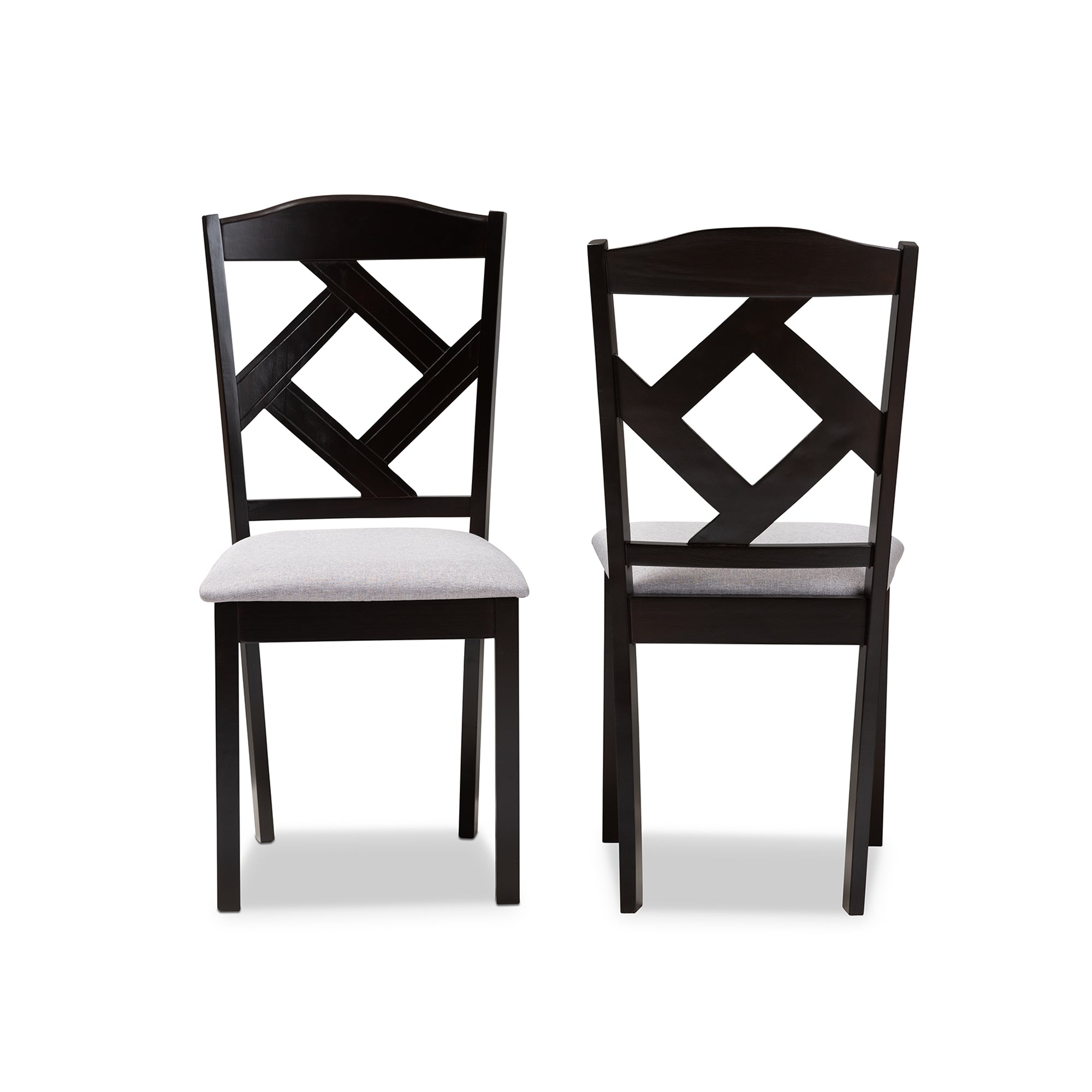 Baxton Studio Ruth Modern and Contemporary Grey Fabric Upholstered and Espresso Brown Finished Dining Chair Set