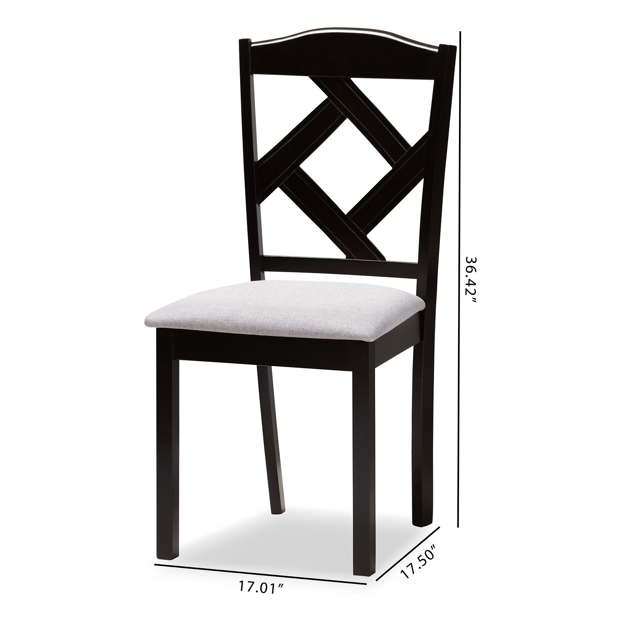 Baxton Studio Ruth Modern and Contemporary Grey Fabric Upholstered and Espresso Brown Finished Dining Chair Set