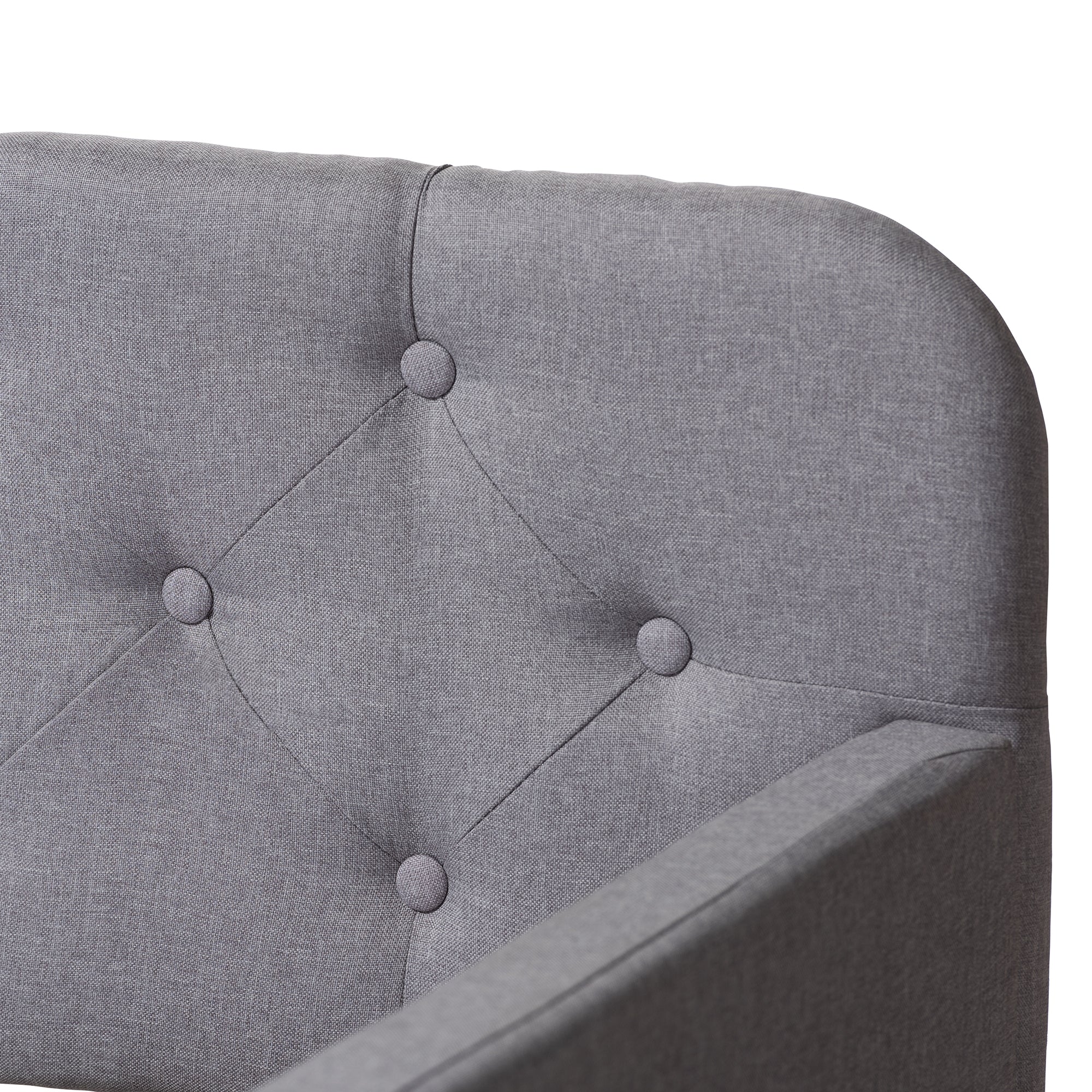 Baxton Studio Camelia Modern and Contemporary Grey Fabric Upholstered Button-Tufted Twin Size Sofa Daybed with Roll-Out Trundle Guest Bed