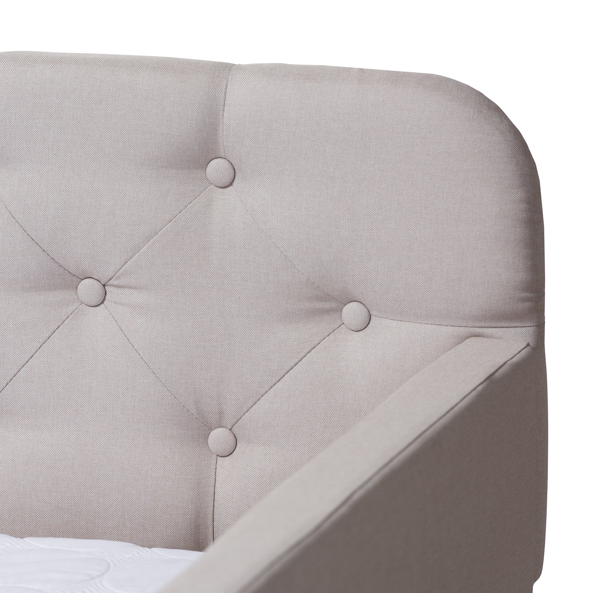 Baxton Studio Camelia Modern and Contemporary Beige Fabric Upholstered Button-Tufted Twin Size Sofa Daybed with Roll-Out Trundle Guest Bed