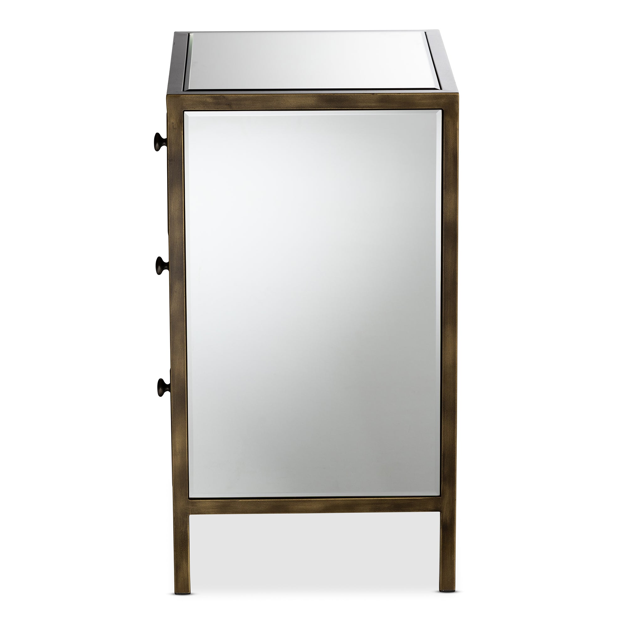 Baxton Studio Nouria Modern and Contemporary Hollywood Regency Glamour Style Mirrored 3-Drawer End Table