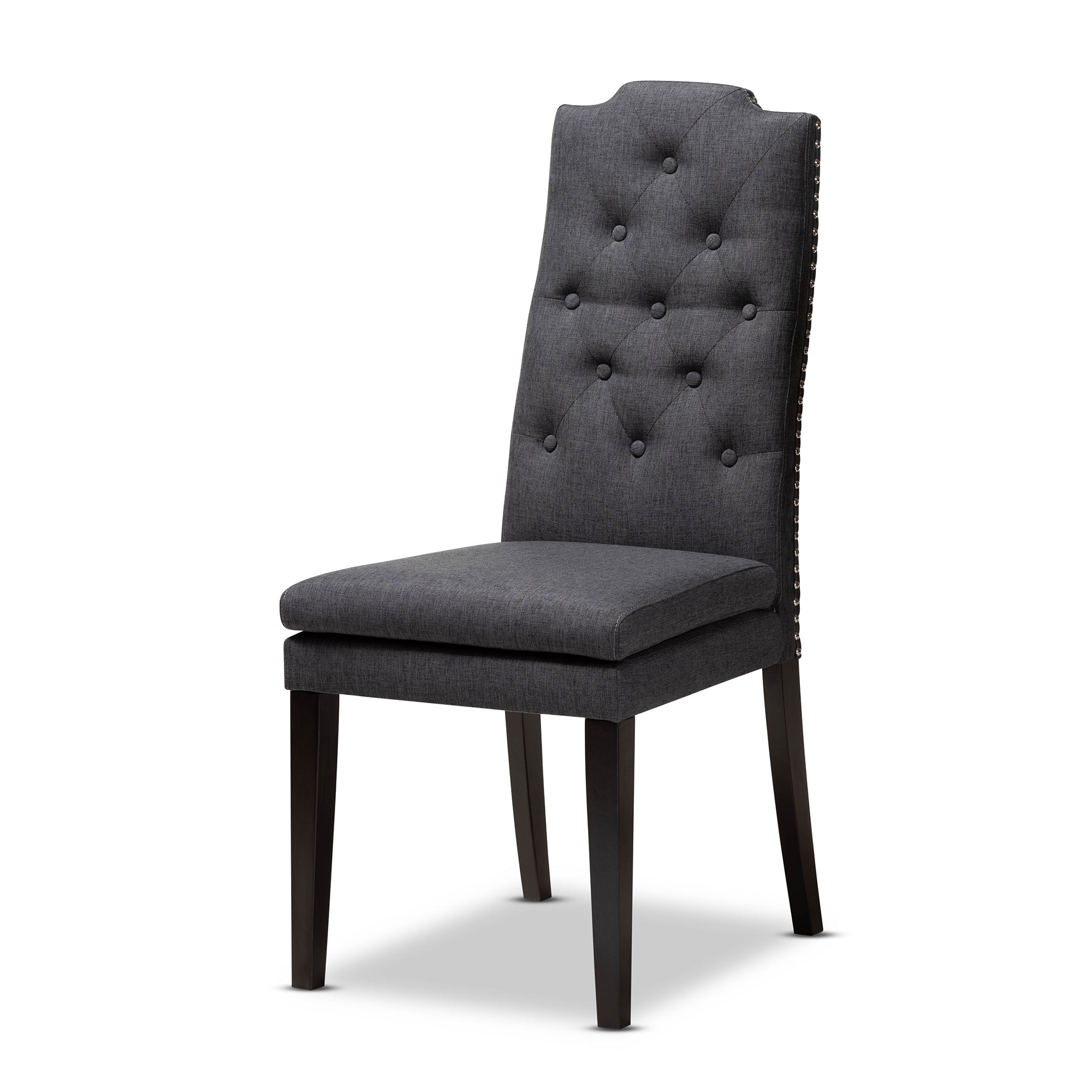 Baxton Studio Dylin Modern and Contemporary Dark Grey Fabric Upholstered and Dark Brown Finished Wood 7-Piece Dining Set