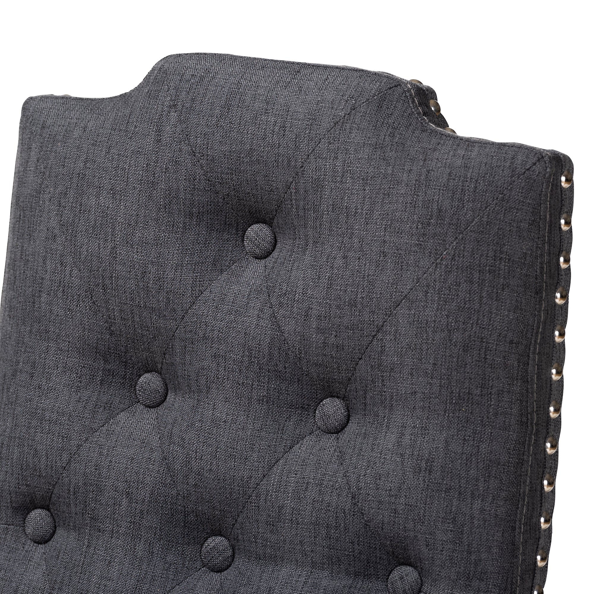 Baxton Studio Dylin Modern and Contemporary Charcoal Fabric Upholstered Button Tufted Wood Dining Chair Set of 2
