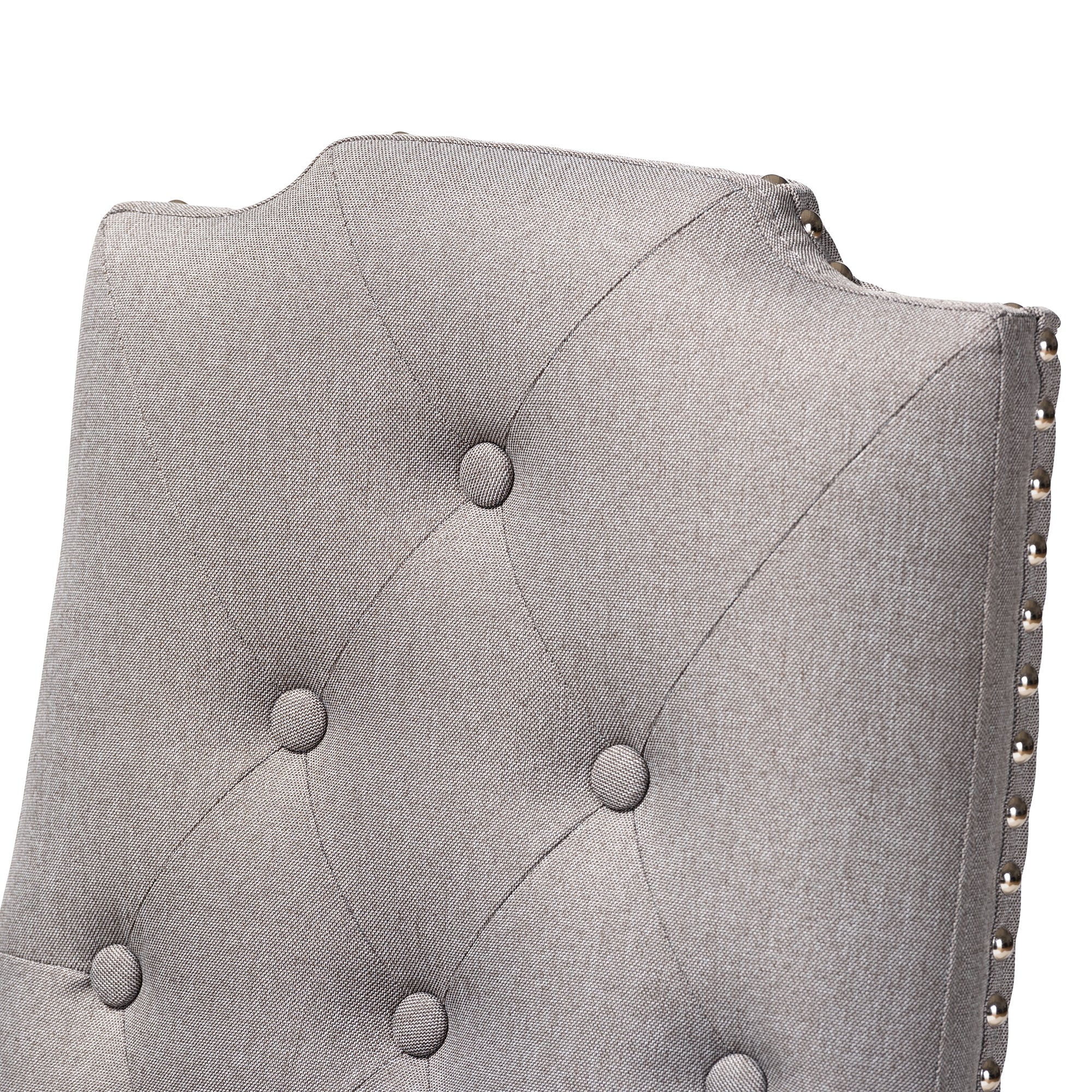 Baxton Studio Dylin Modern and ContemporaryGray Fabric Upholstered Button Tufted Wood Dining Chair Set of 2