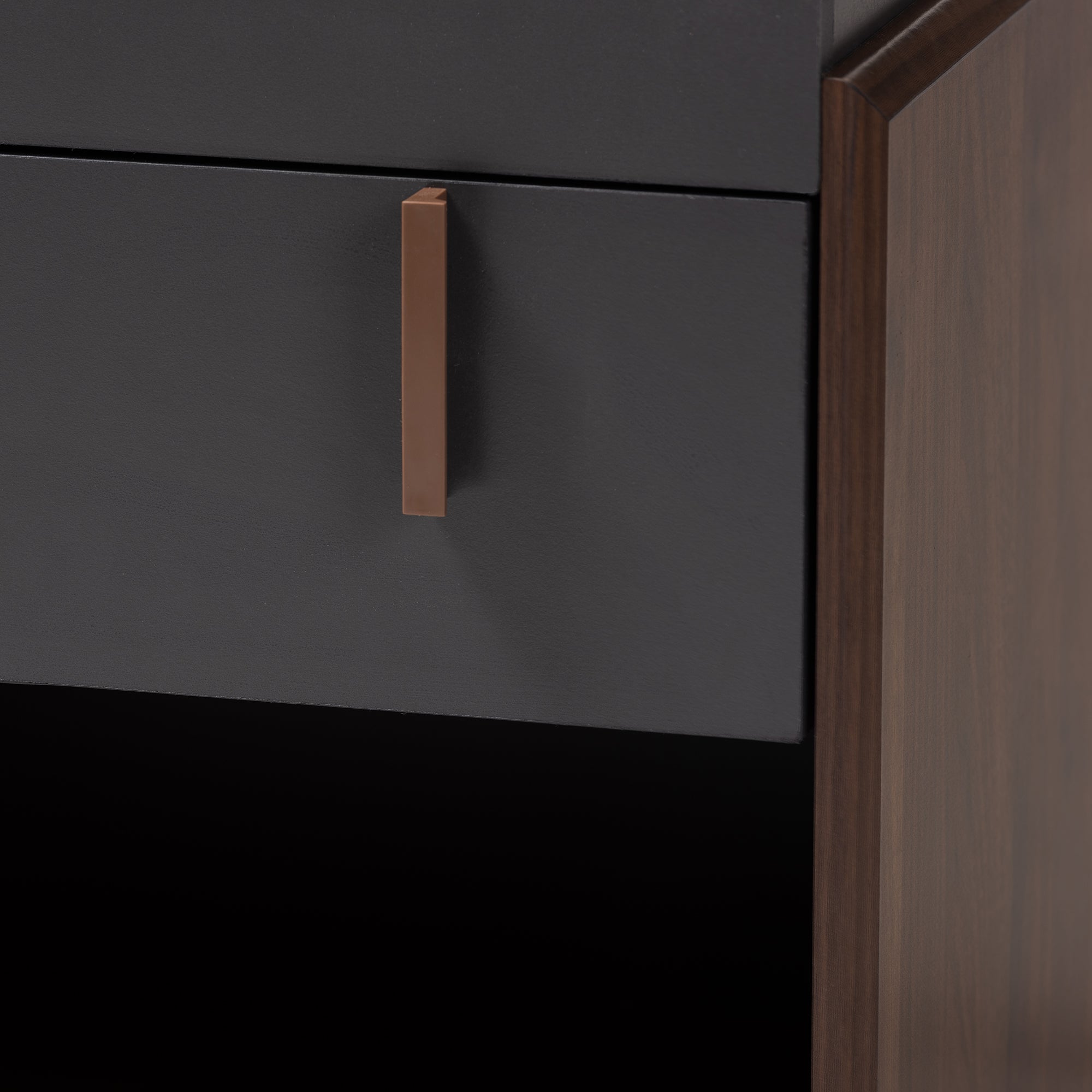 Baxton Studio Rikke Modern and Contemporary Two-Tone Gray and Walnut Finished Wood 1-Drawer Nightstand
