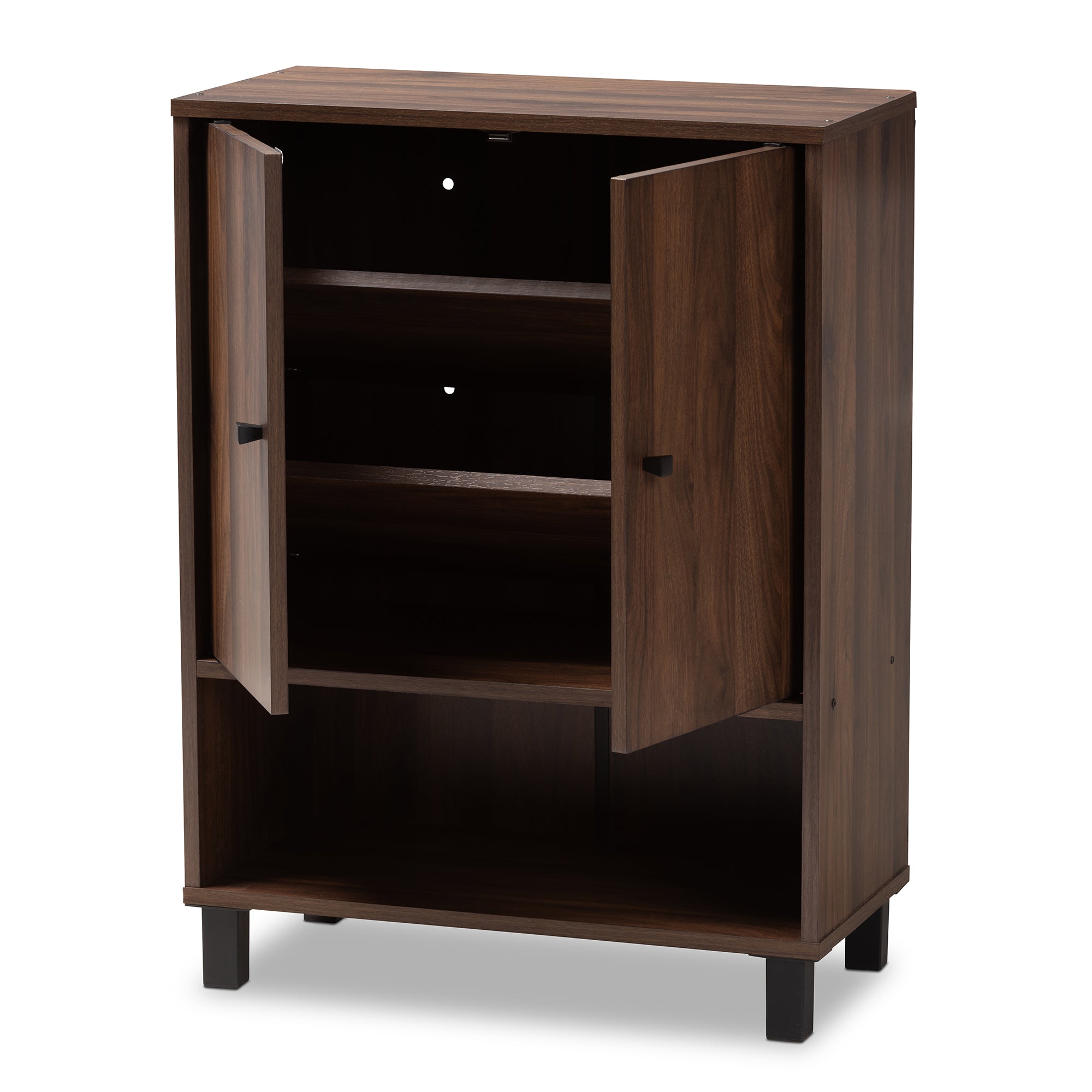 Baxton Studio Rossin Modern and Contemporary Walnut Brown Finished 2-Door Wood Entryway Shoe Storage Cabinet