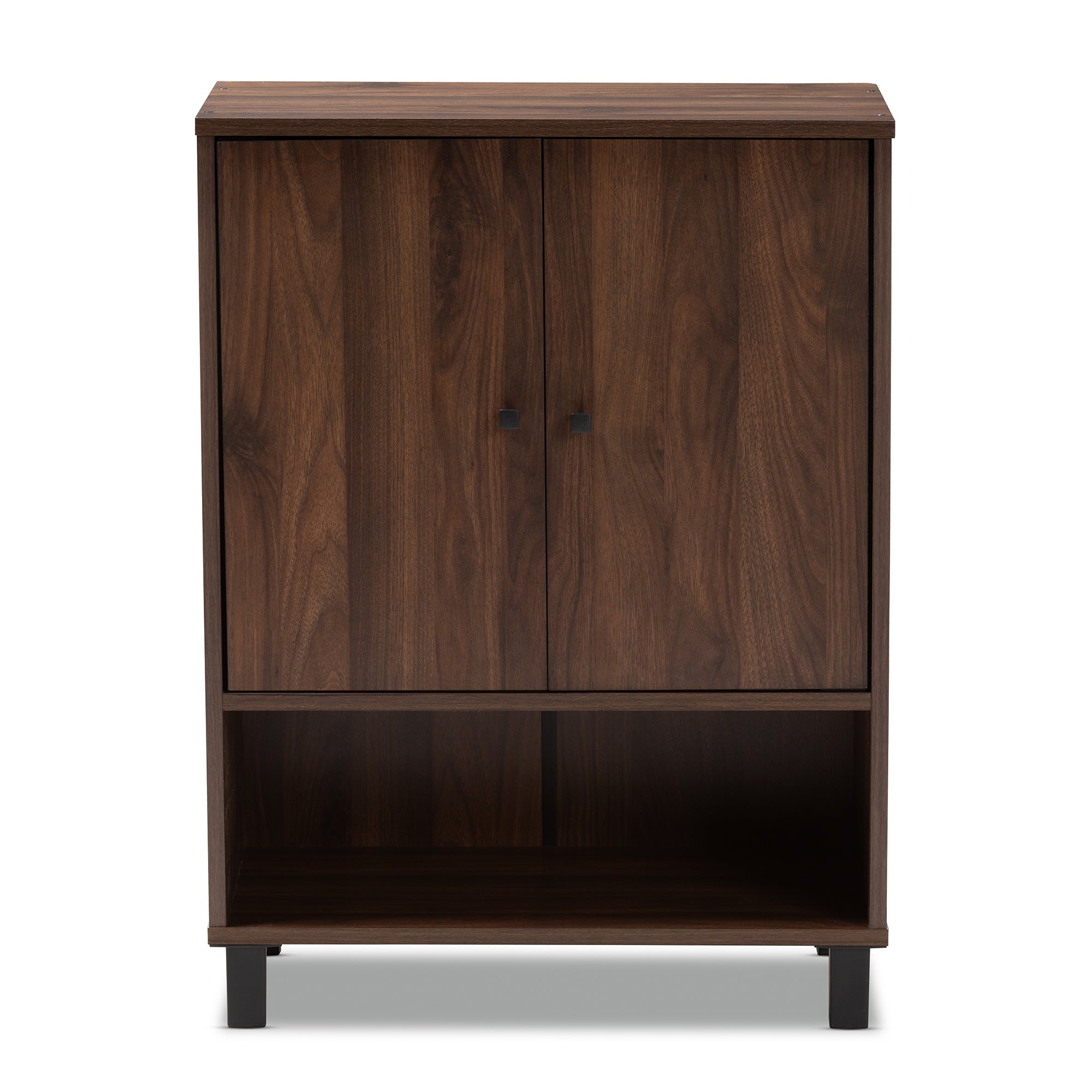 Baxton Studio Rossin Modern and Contemporary Walnut Brown Finished 2-Door Wood Entryway Shoe Storage Cabinet