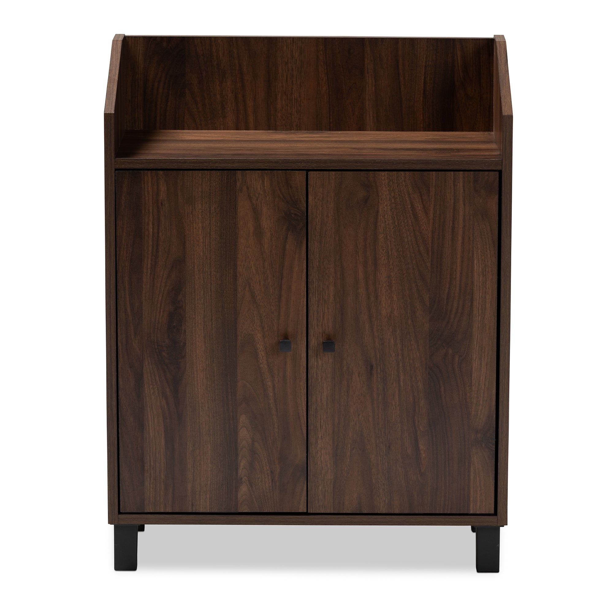 Baxton Studio Rossin Modern and Contemporary Walnut Brown Finished 2-Door Wood Entryway Shoe Storage Cabinet with Open Shelf