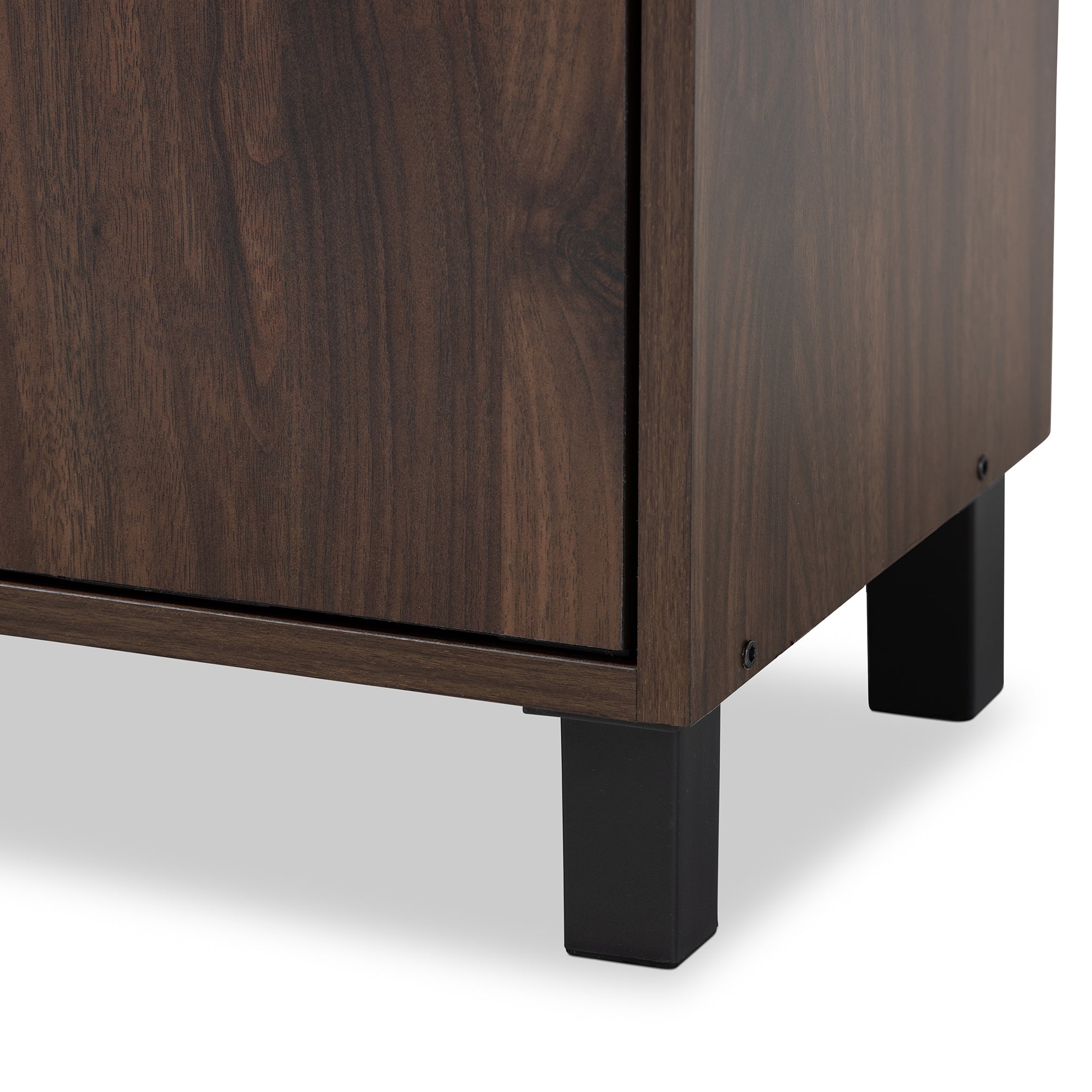 Baxton Studio Rossin Modern and Contemporary Walnut Brown Finished 2-Door Wood Entryway Shoe Storage Cabinet with Open Shelf